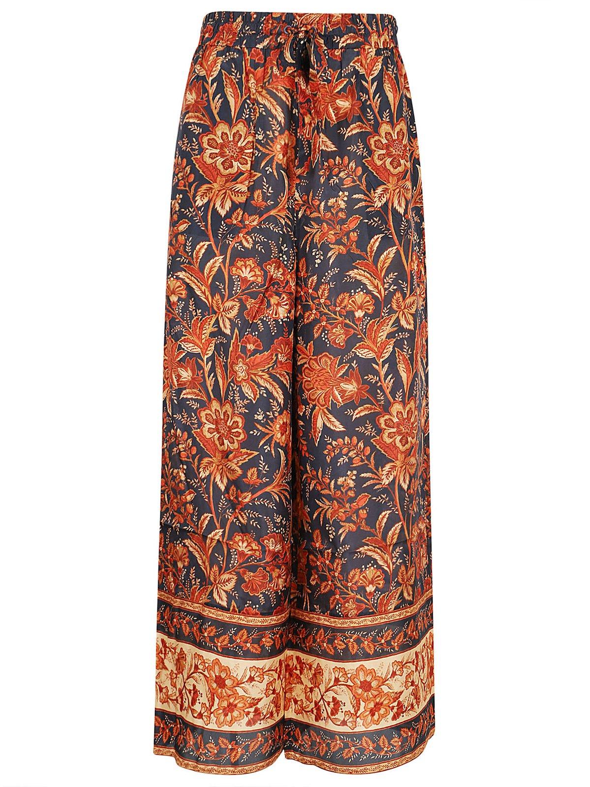 Zimmermann Junie Allover Floral Print Wide-leg Trousers