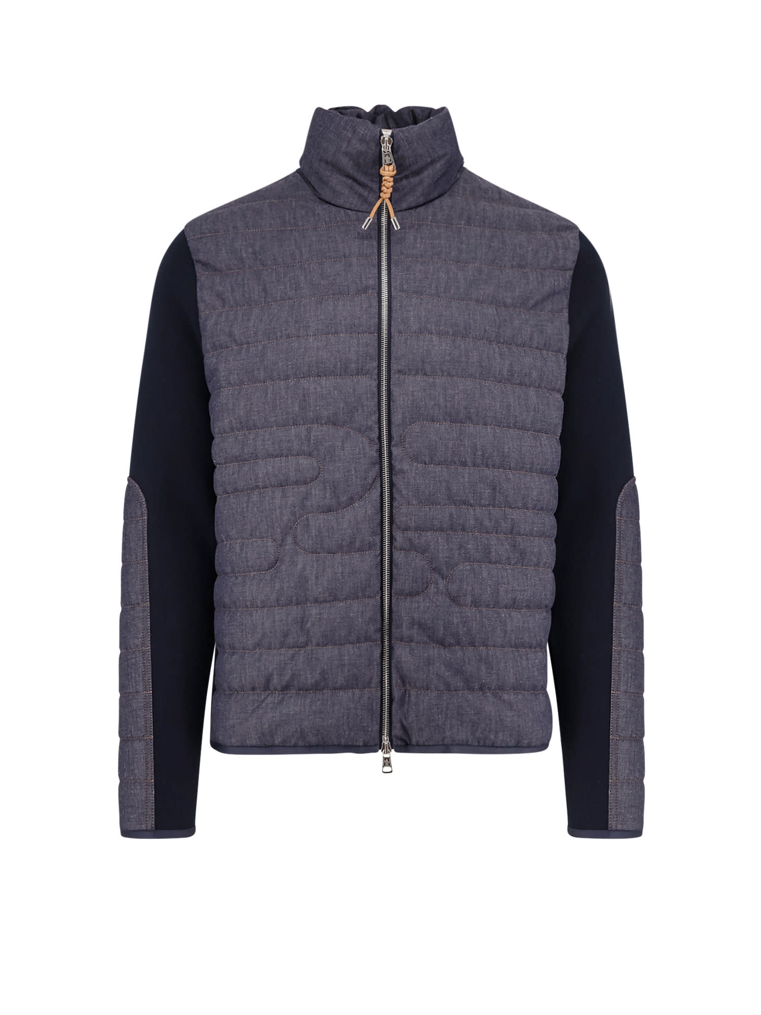 Moncler Stretch Cotton Cardigan With Padding On Thefront
