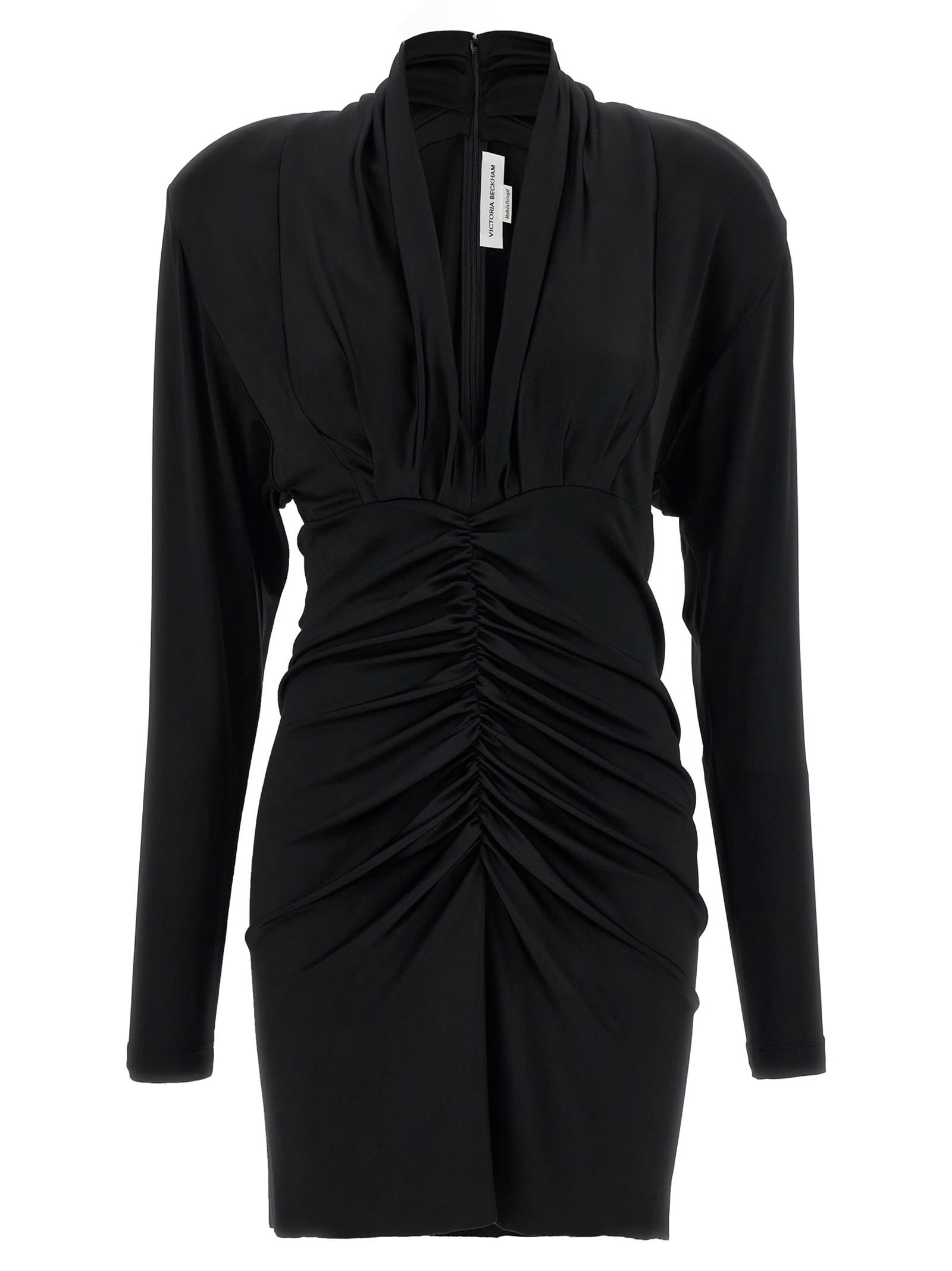 Victoria Beckham long Sleeve Ruched Mini Dress