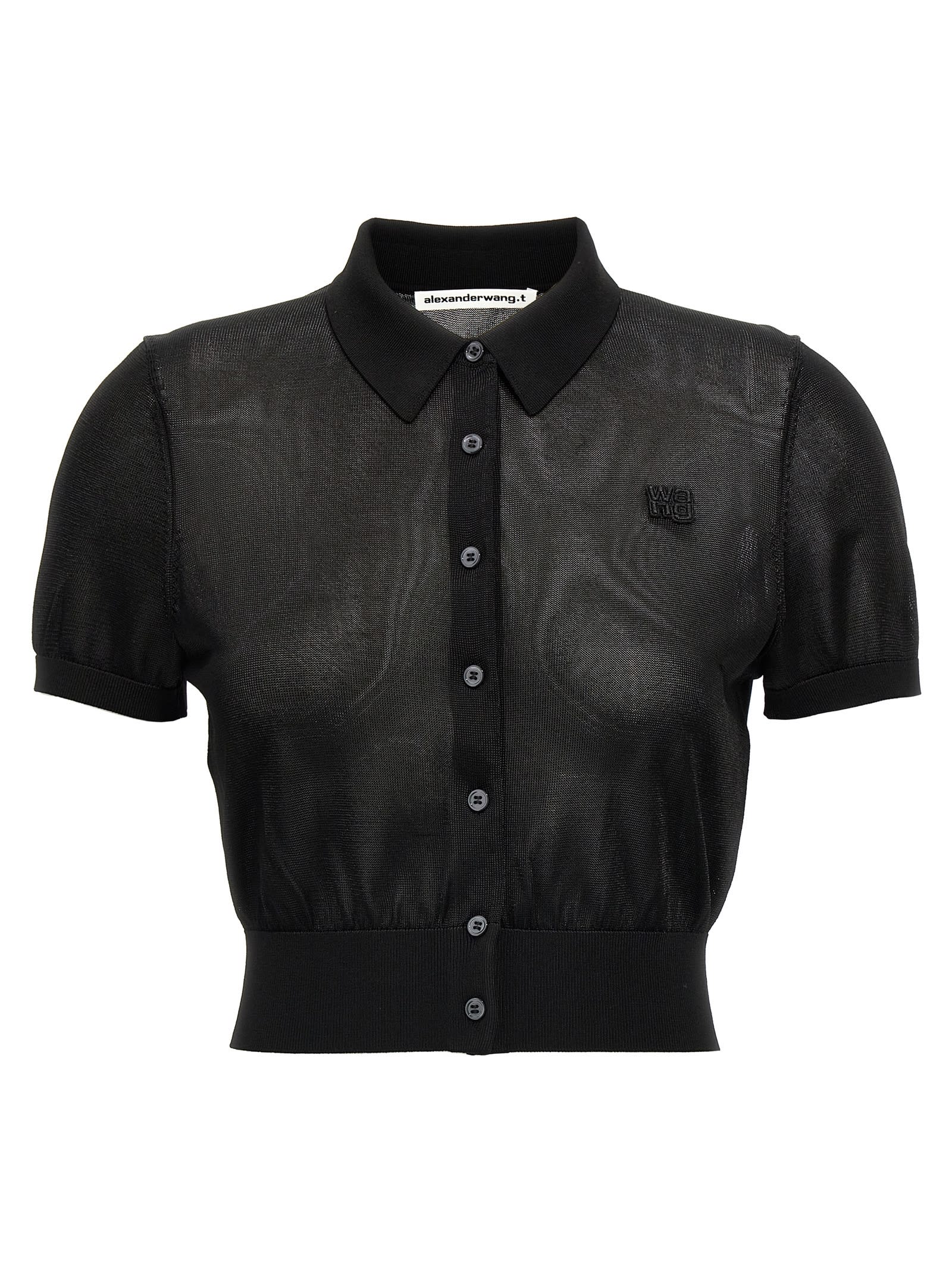 T by Alexander Wang Cropped Polo Shirt