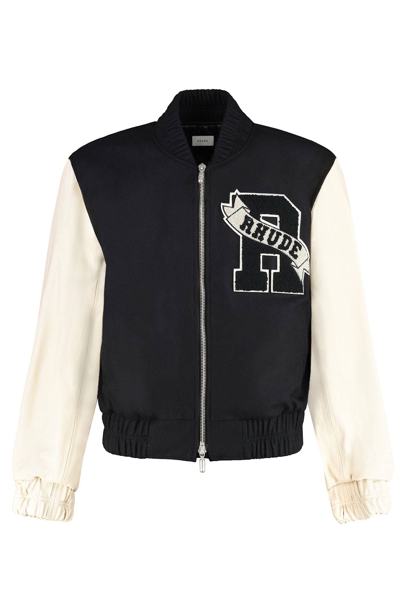 Rhude Leather Sleeves Bomber Jacket