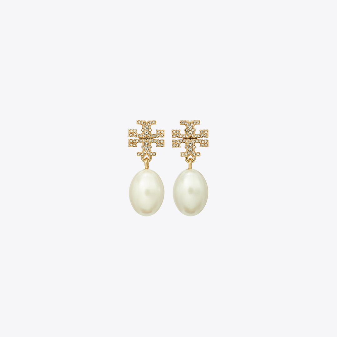 Tory Burch Kira Pavé Pearl Drop Earring