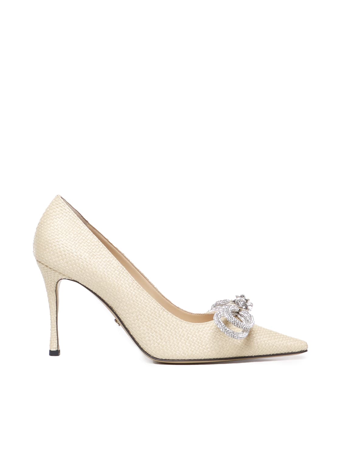 Mach & Mach Raffia Pumps With Double Bow Crystals