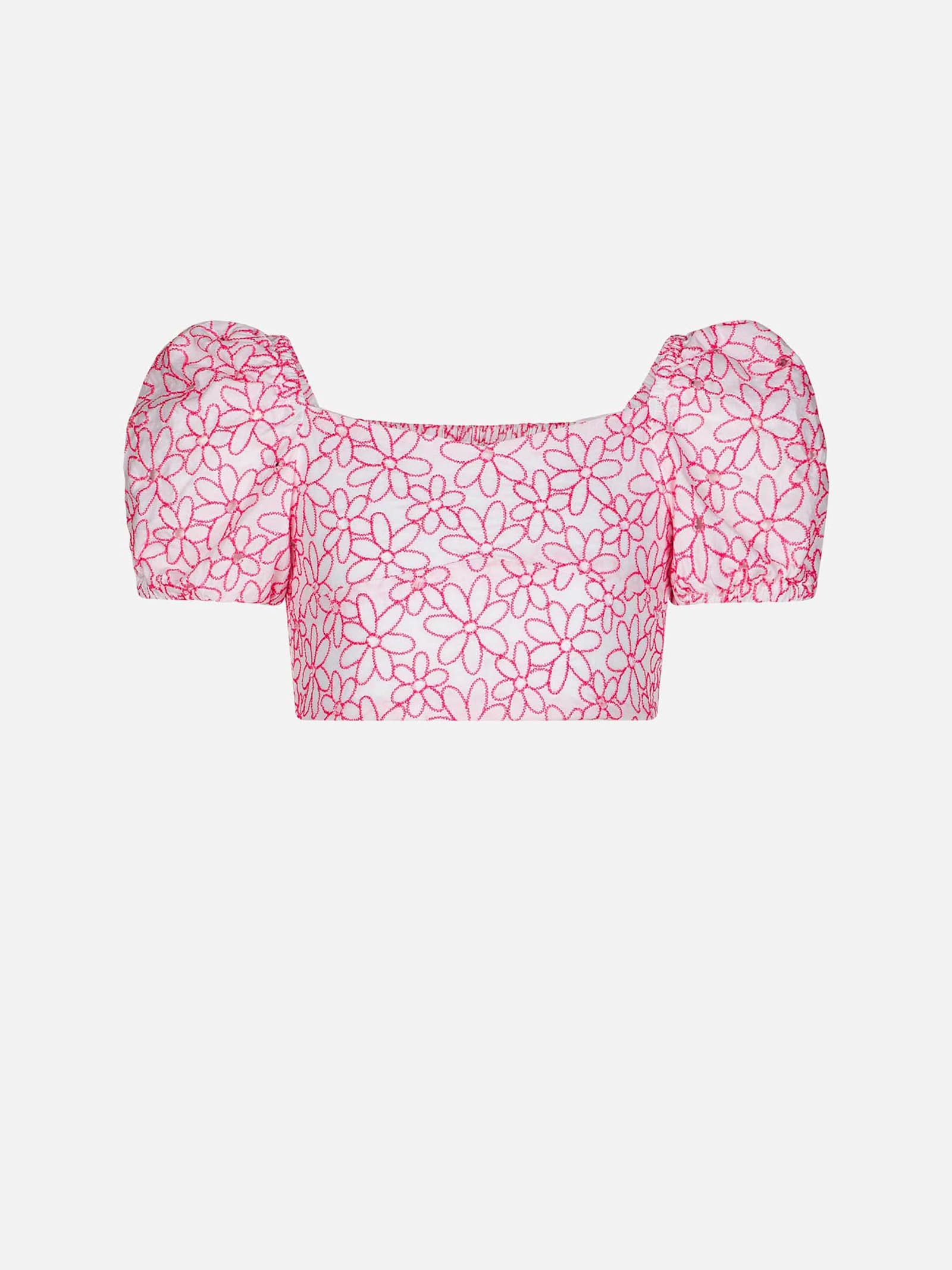 MC2 Saint Barth Girl Crop Top With Daisy Embroidery