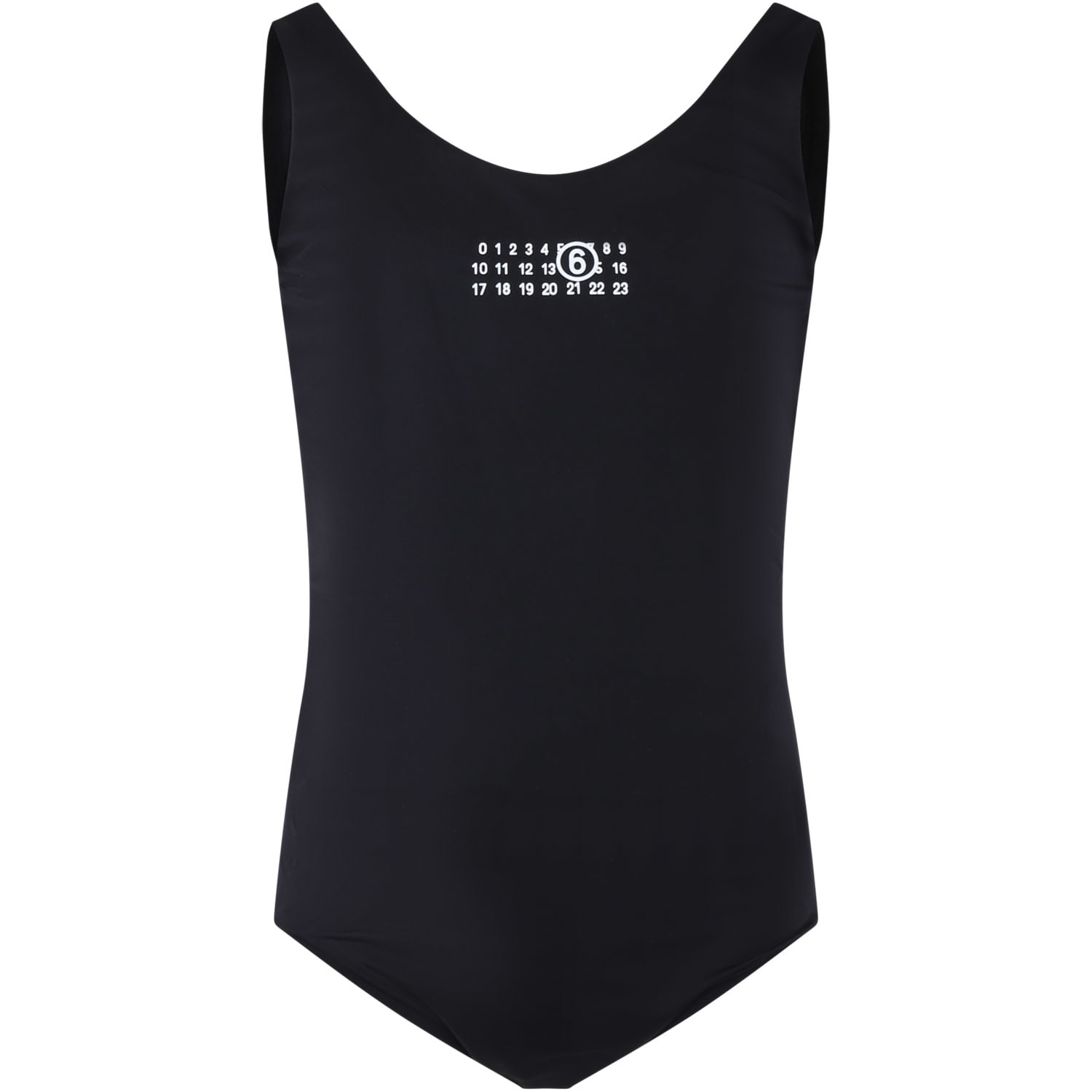 MM6 Maison Margiela Black Swimsuit For Girl With Logo