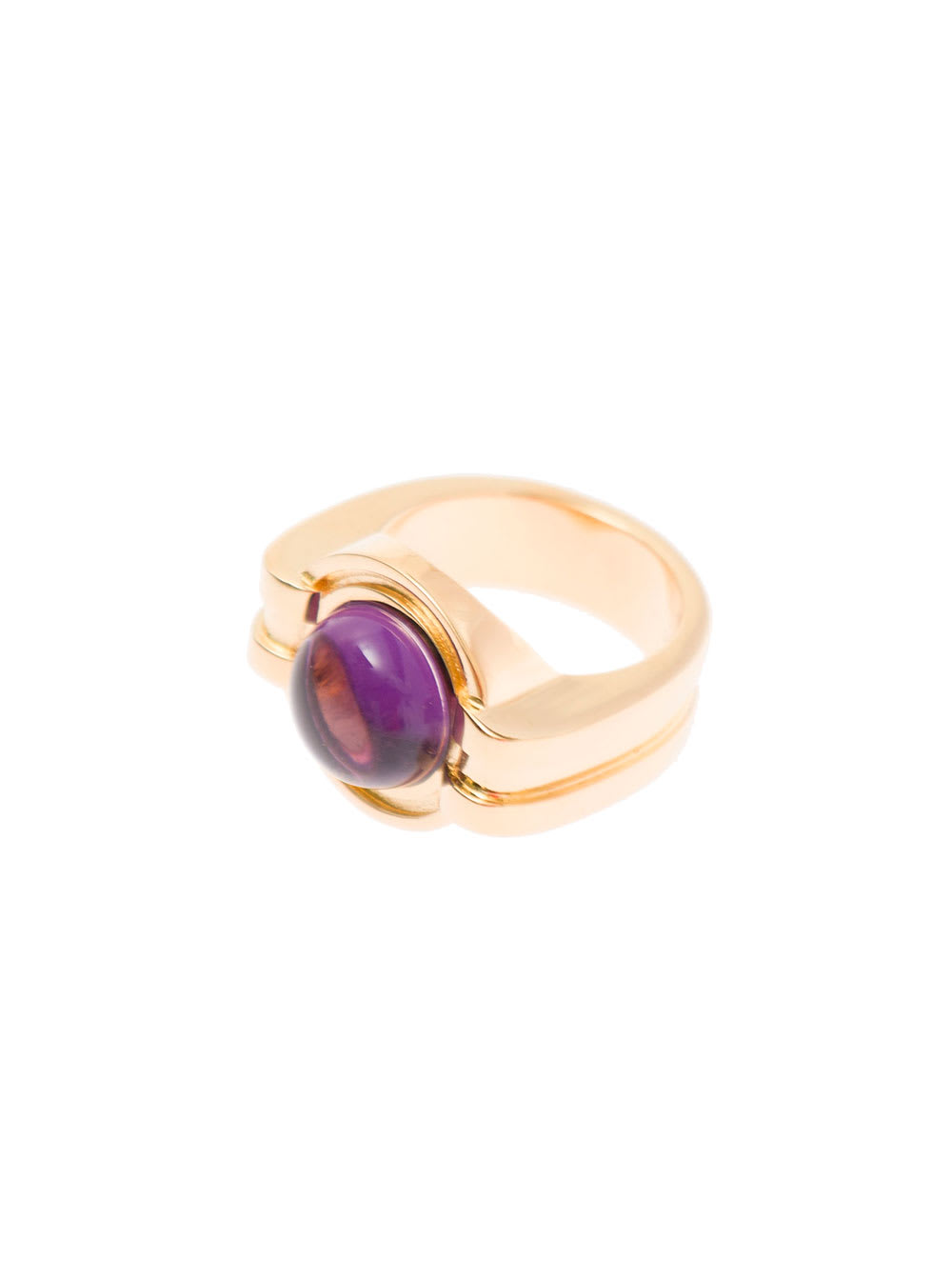 Sophia Gold Plated Brass Rings Wirh Purple Stone Detail Leda Madera Woman