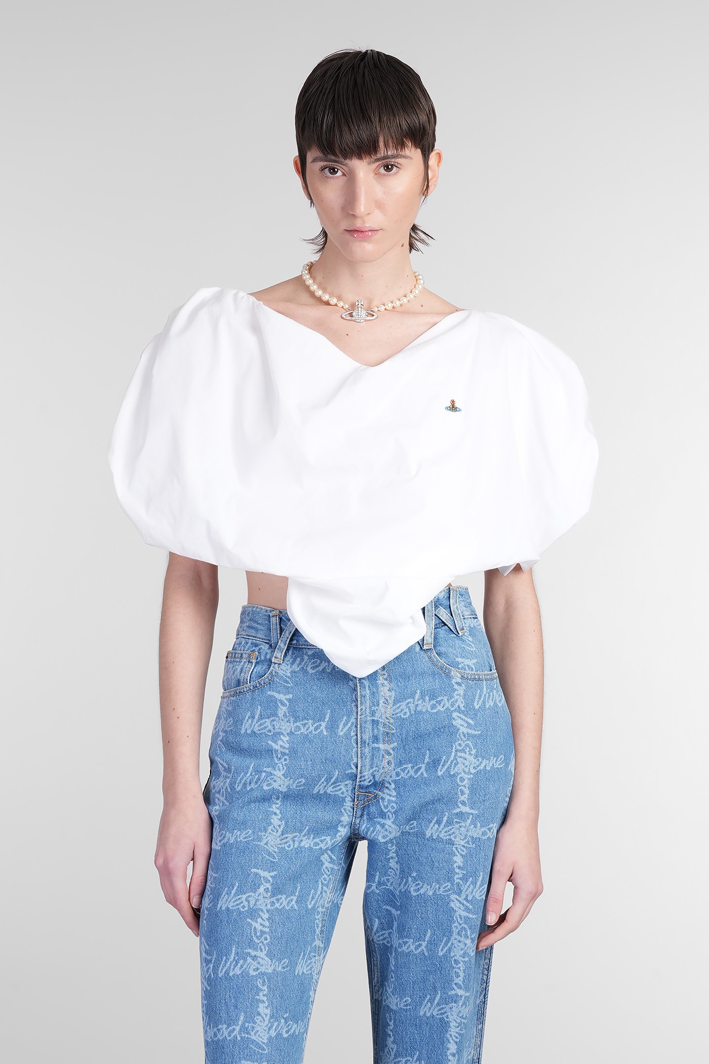 Vivienne Westwood Heart Top Topwear In White Cotton