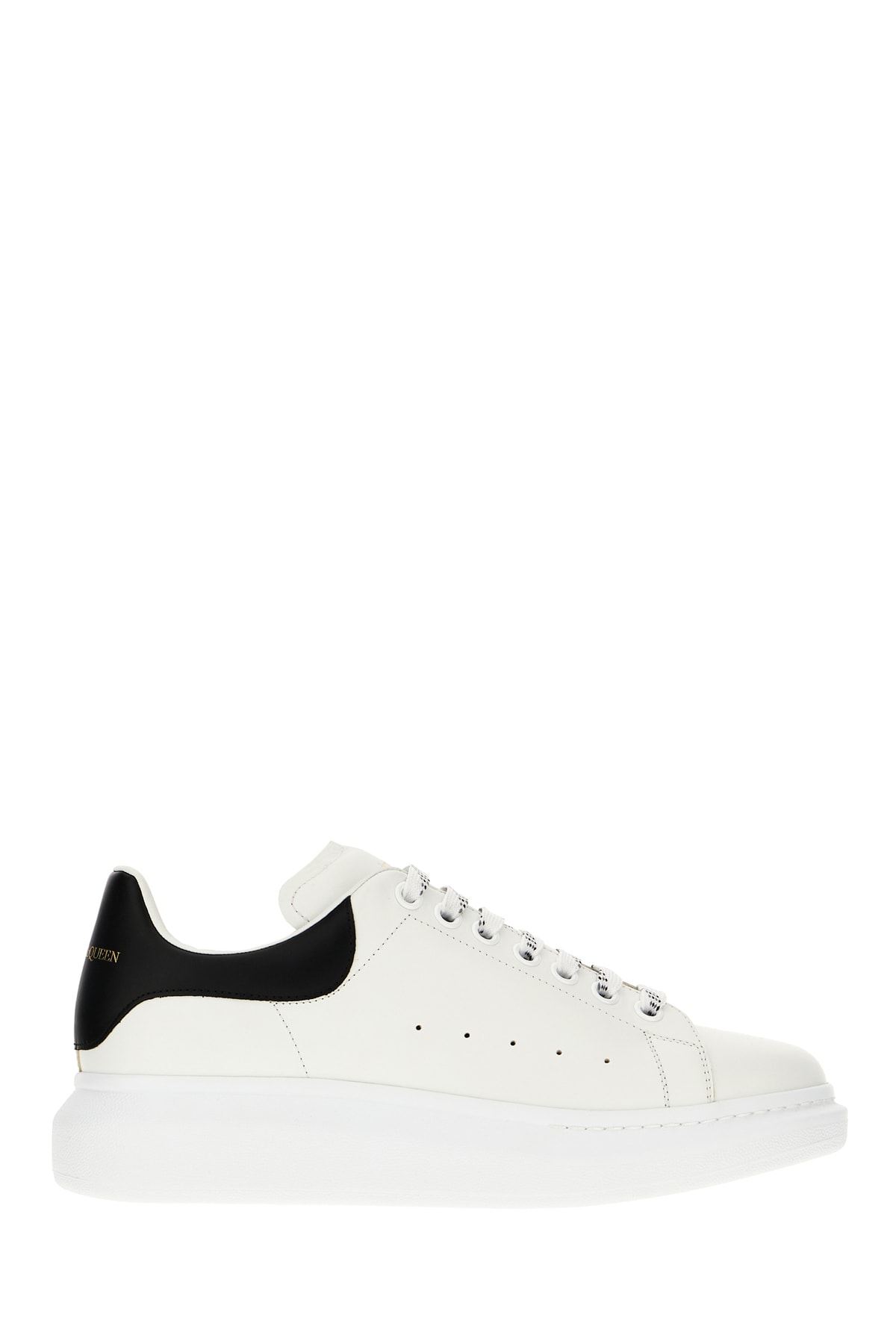 Alexander McQueen 白色皮革运动鞋（黑皮革鞋跟）