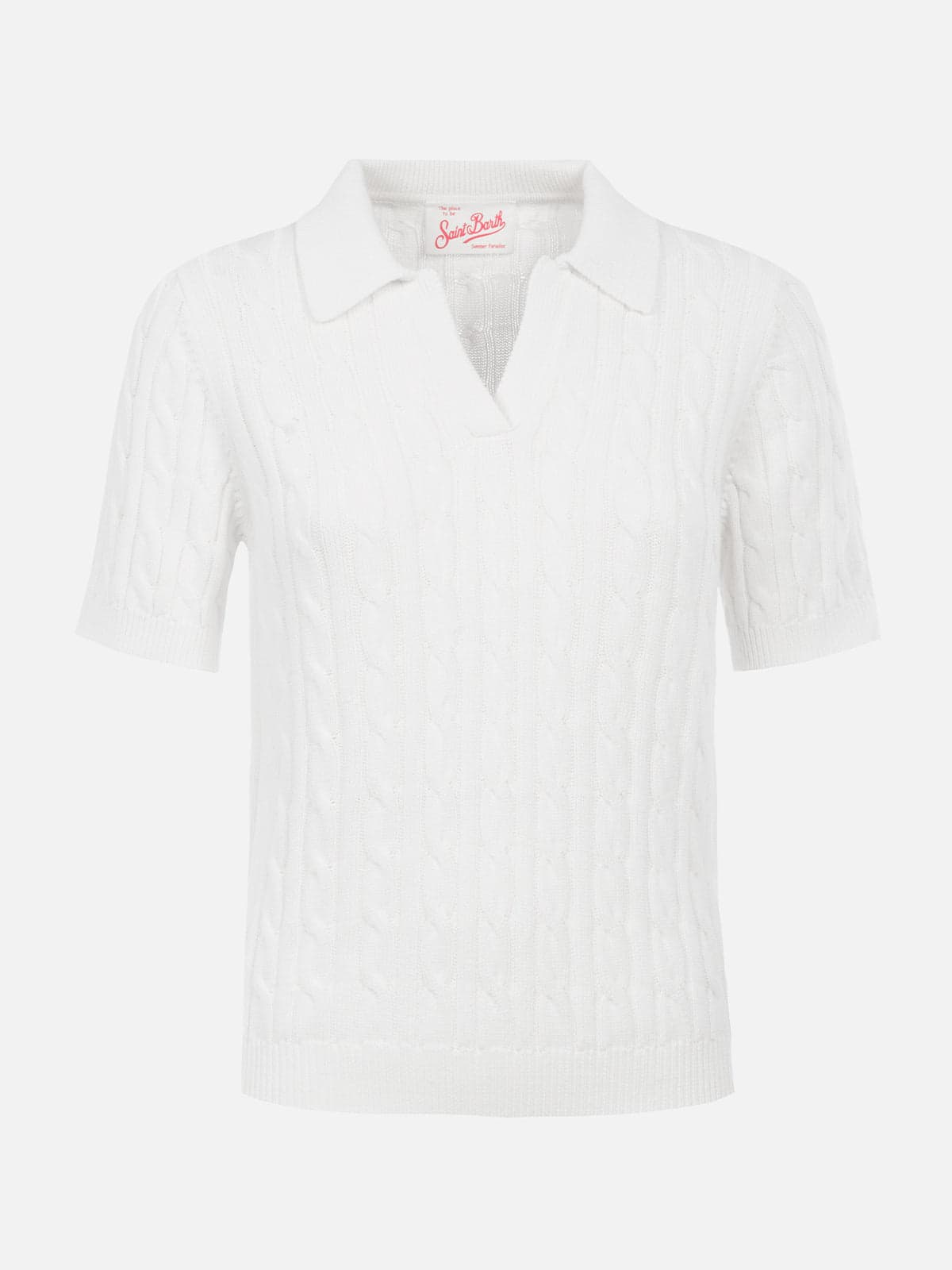 MC2 Saint Barth Woman Off-white Cable Knit-polo Shirt Caddy