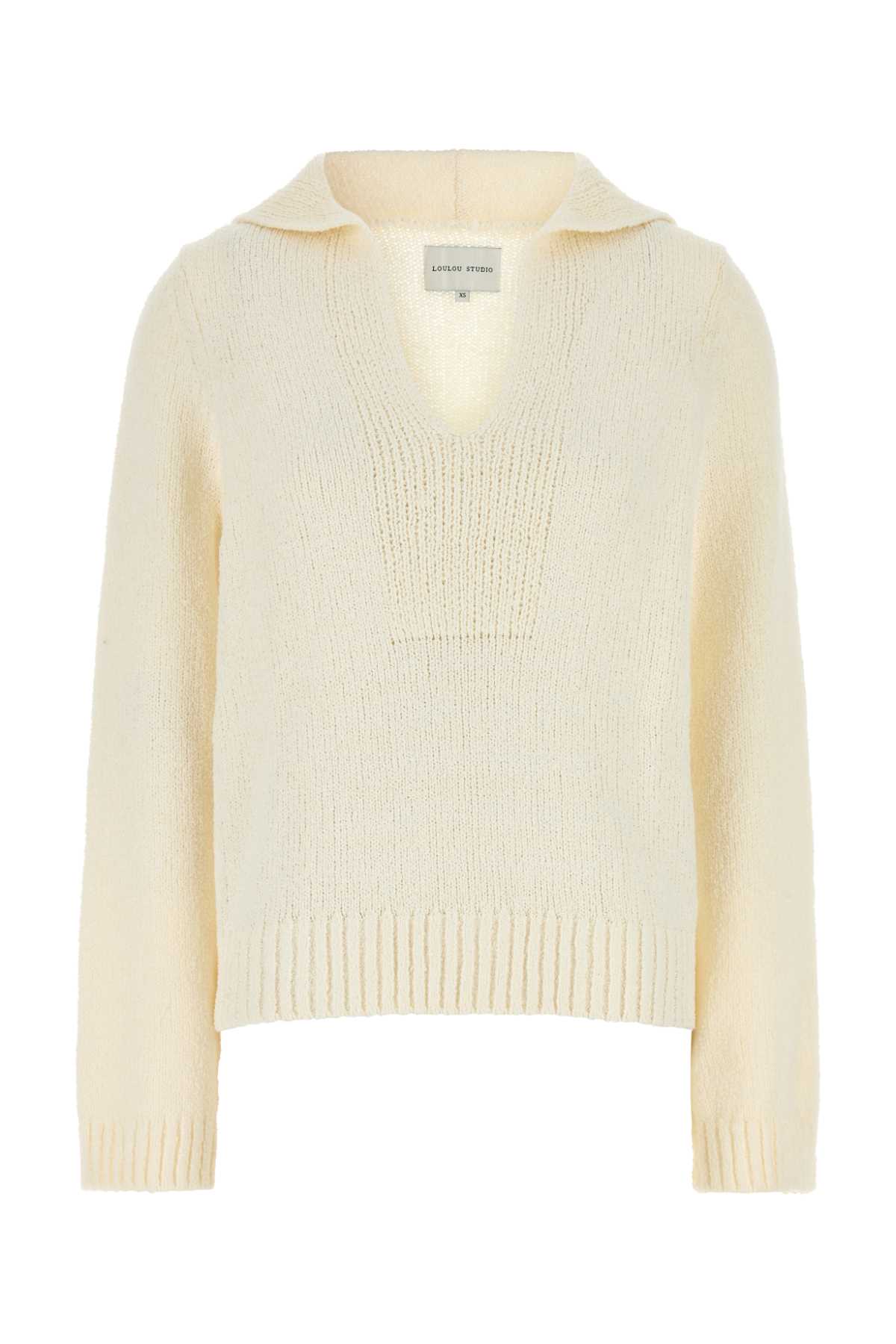 Loulou Studio Ivory Cotton Blend Bahia Sweater