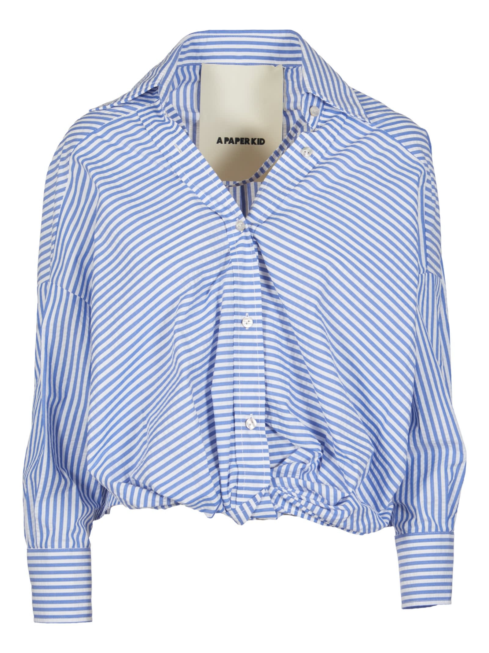 A Paper Kid Stripe Cropped Blouse