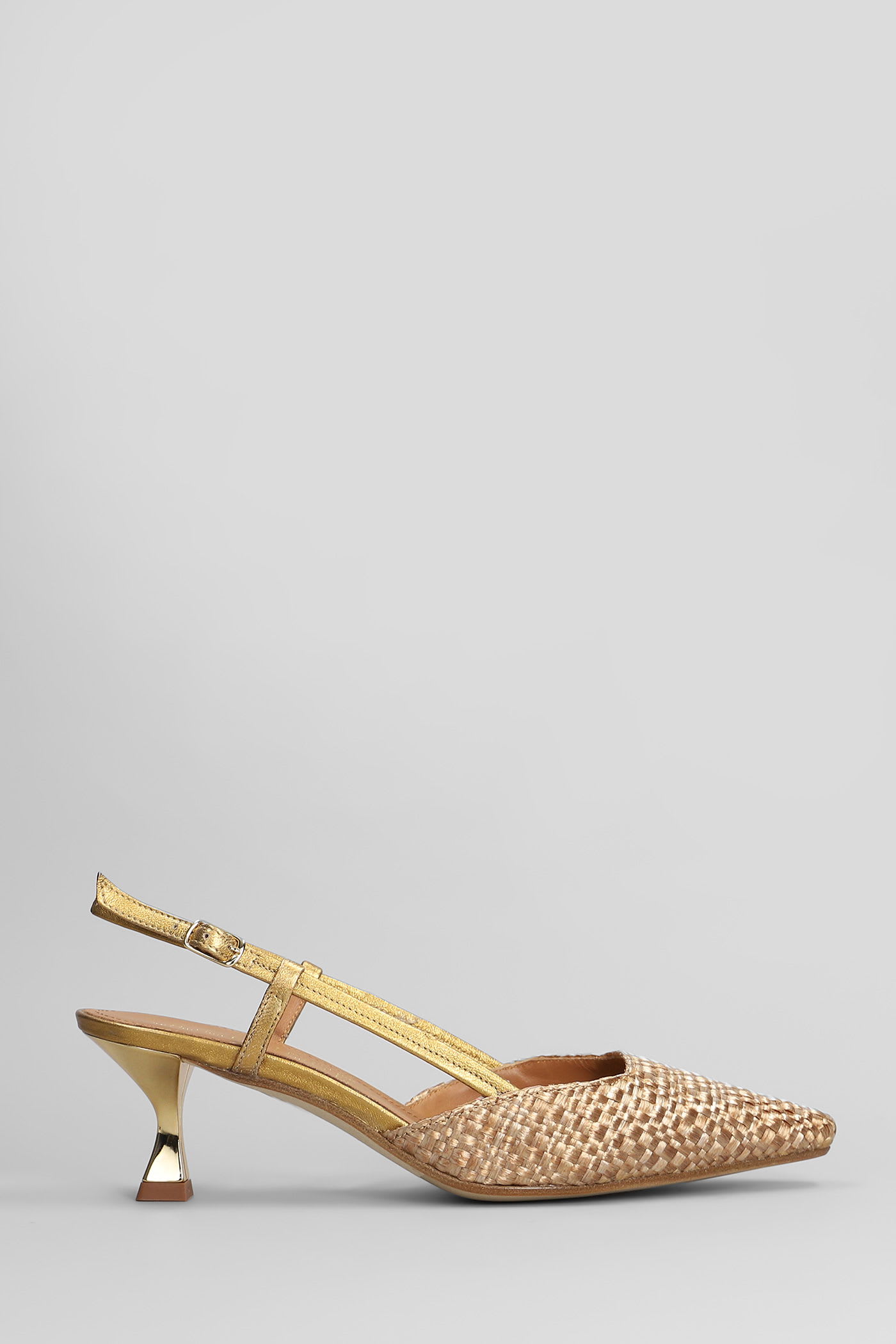 Julie Dee Pumps In Bronze Leather And Fabric