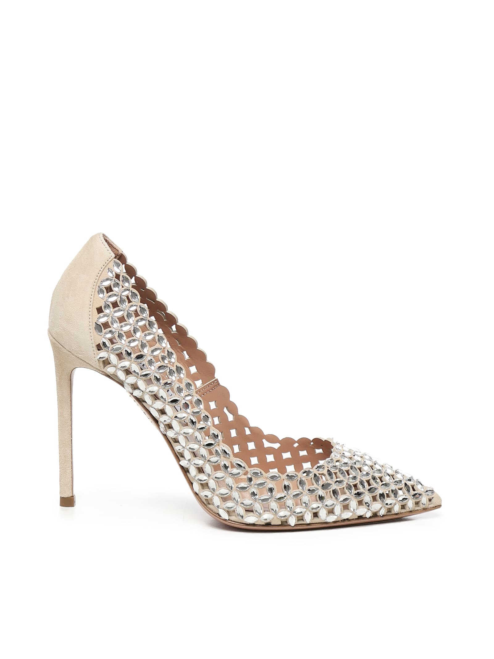 Aquazzura 麂皮水晶高跟鞋
