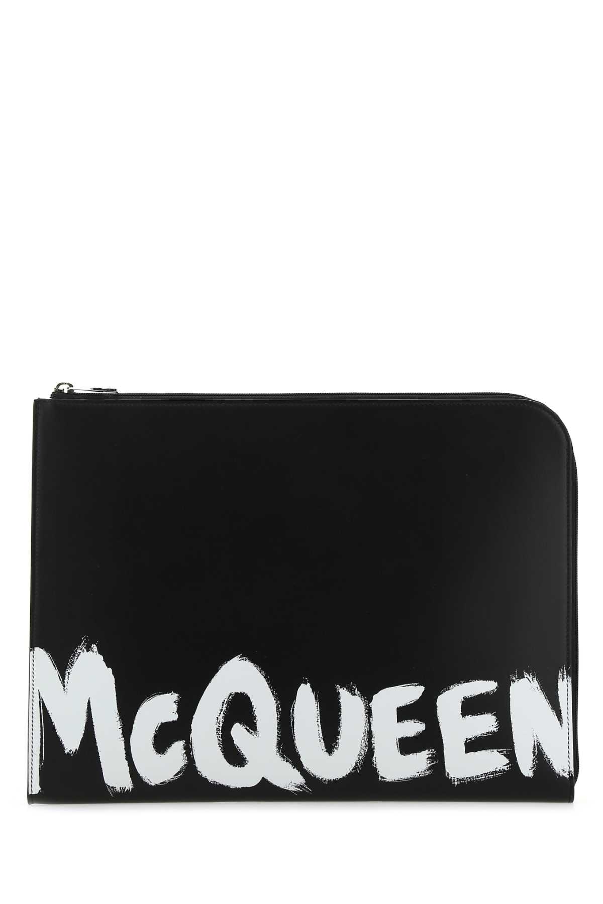 Alexander McQueen Black Leather Document Holder