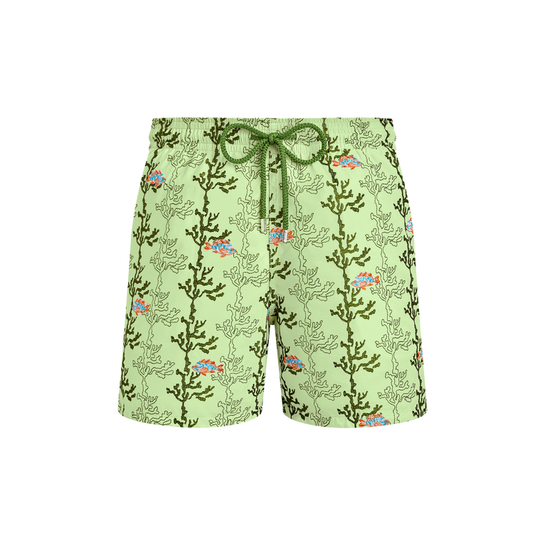 Vilebrequin Men Swim Shorts Embroidered Seaweed - Swimming Trunk - Mistral - Green - Size S