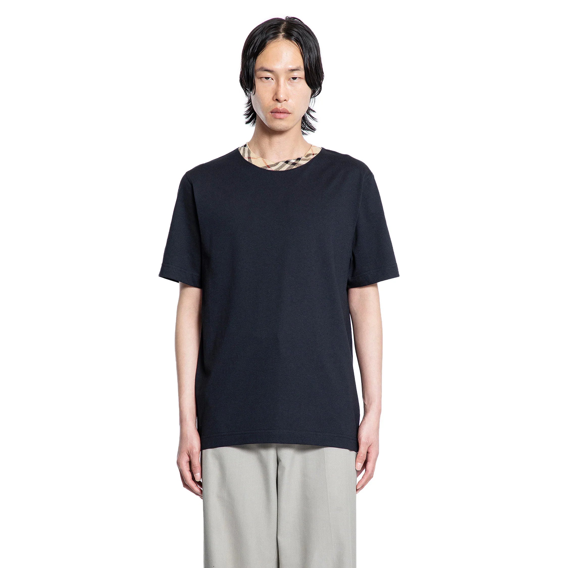 Check Trim Cotton T-shirt