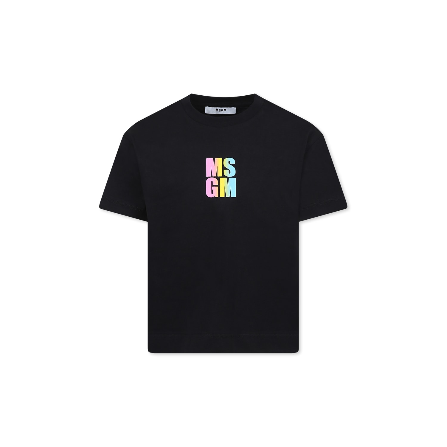MSGM Black T-shirt For Girl With Logo