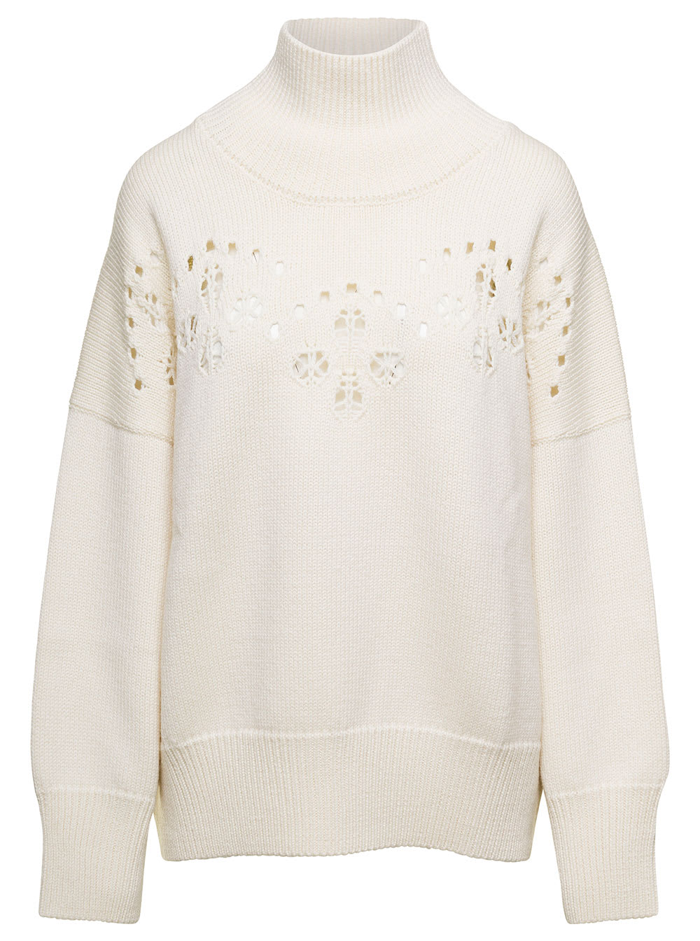 Chloé Pointelle Wool High Neck Pul