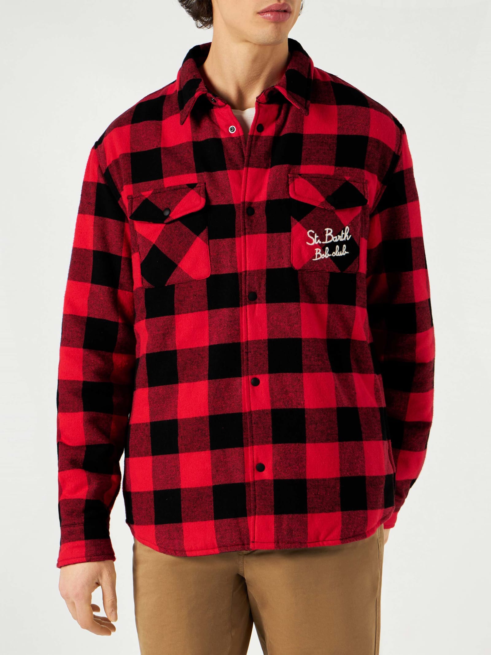 MC2 Saint Barth Overshirt Chalet With Pocket And St. Barth Bob Club Embroidery