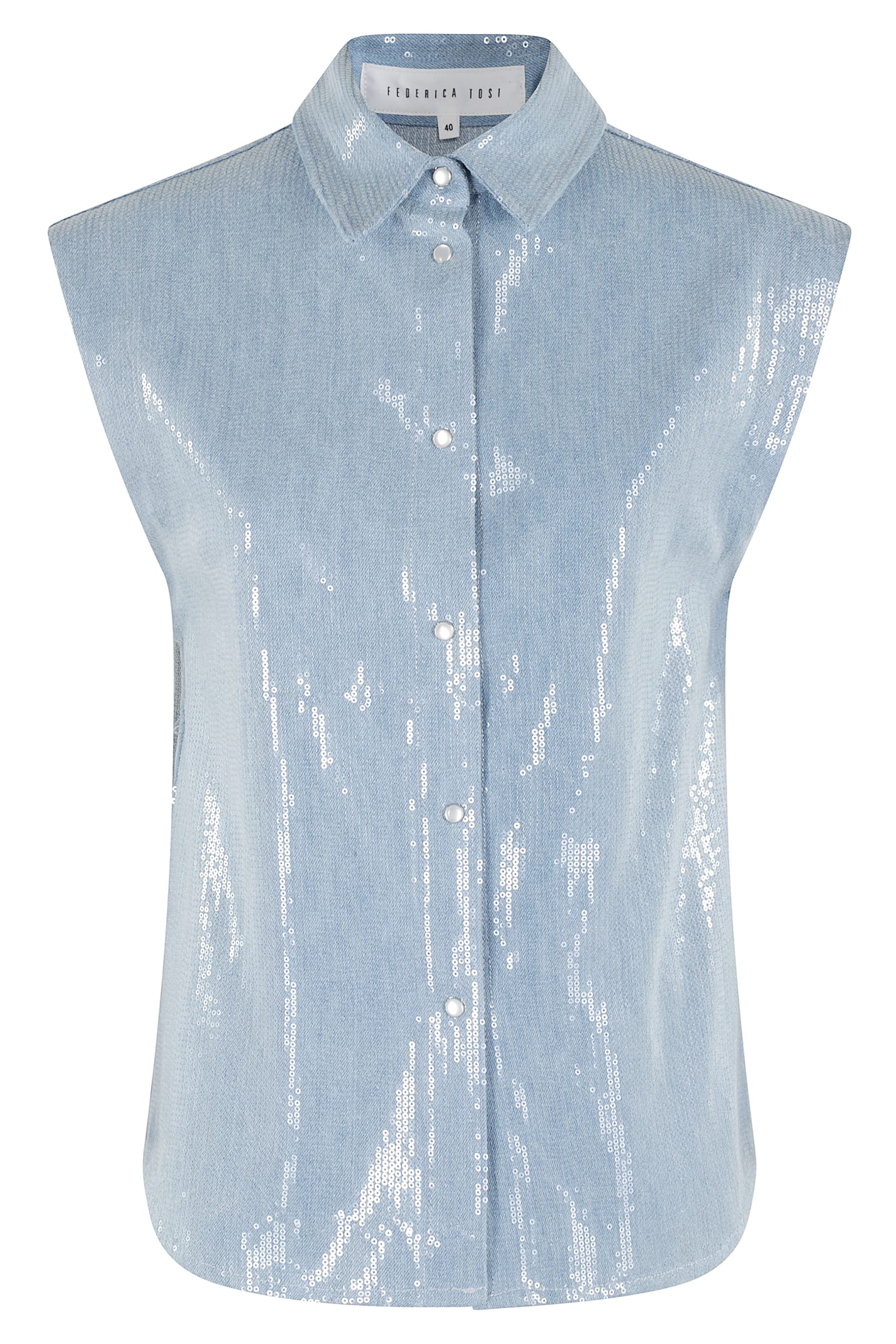 Federica Tosi S Maniche Denim Paillettes