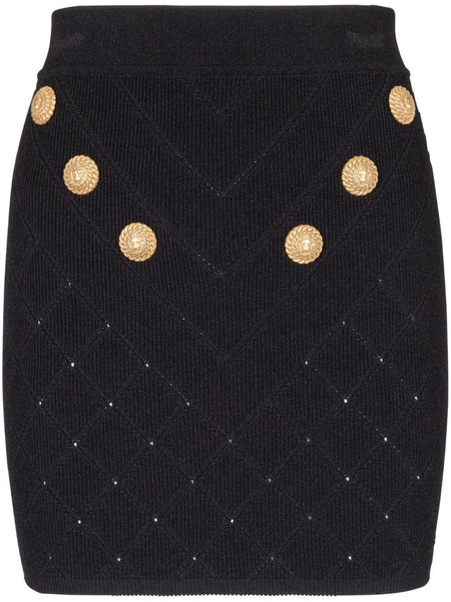 Balmain Buttoned Knitted Mini Skirt
