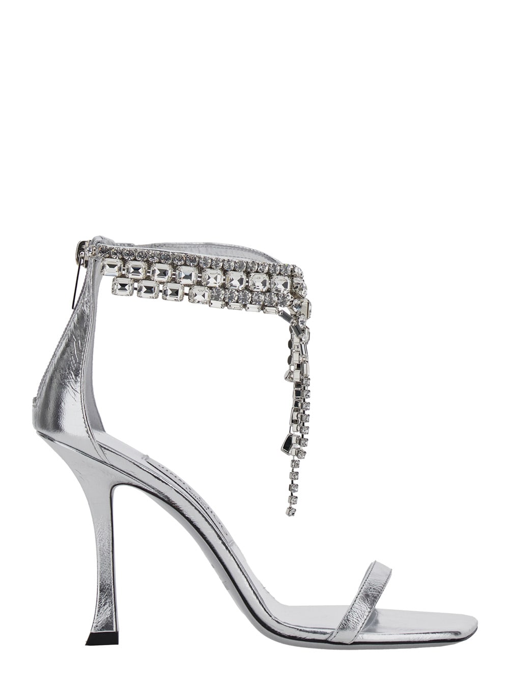 Jimmy Choo verity Metallic Sandals With High Stiletto Heel In Leather And Crystal Woman