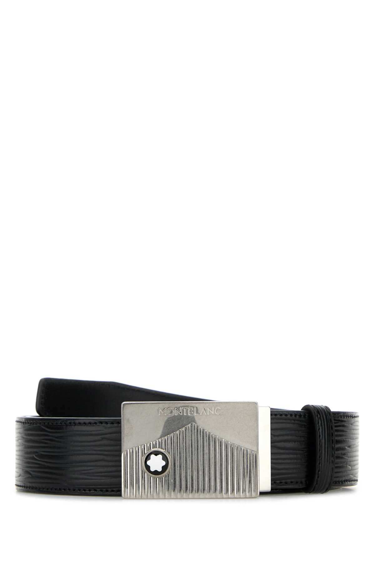 Montblanc Black Leather Reversible Belt