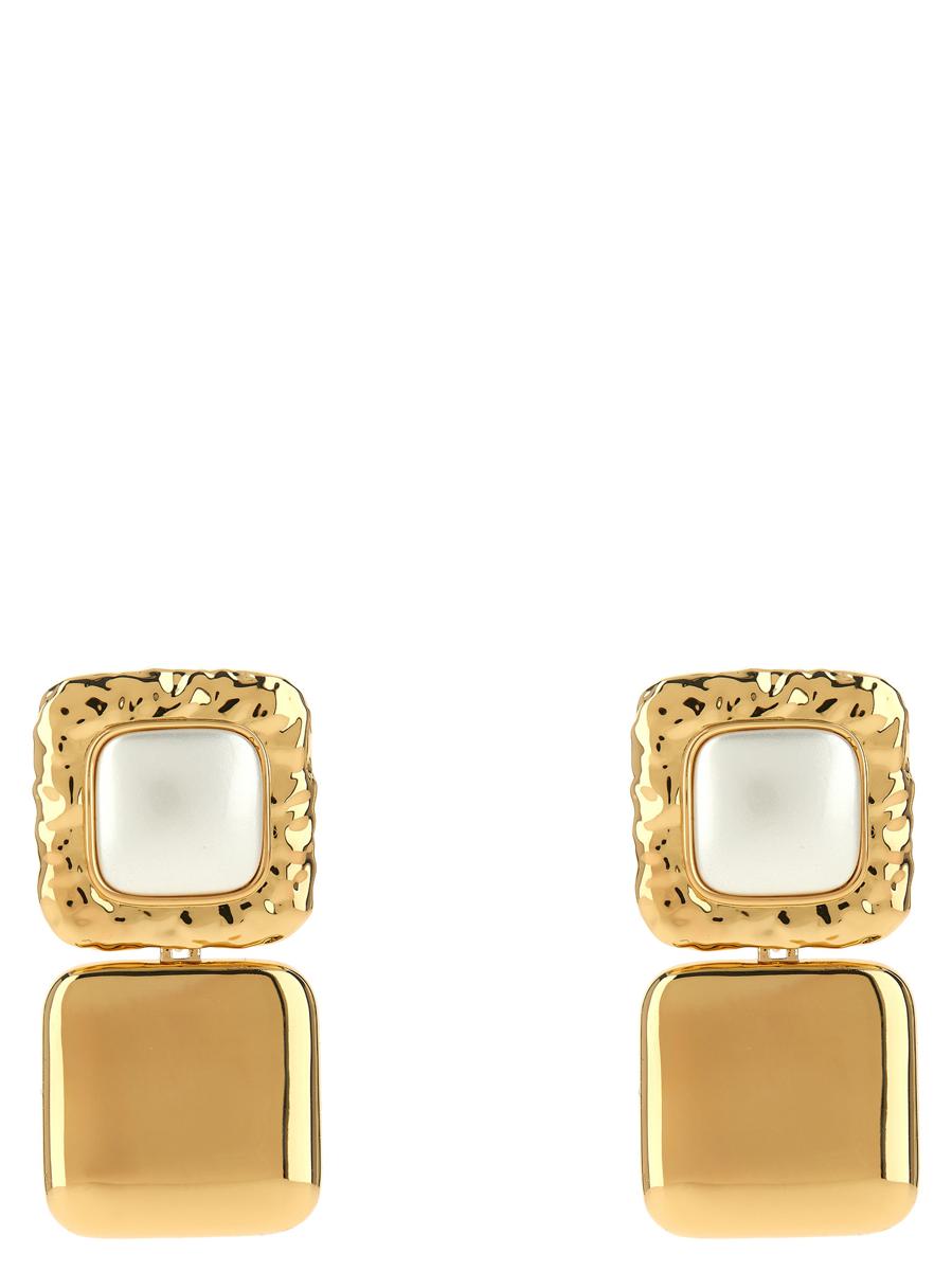 Self-Portrait 'Mottled Gold Pearl Tiered' Earrings