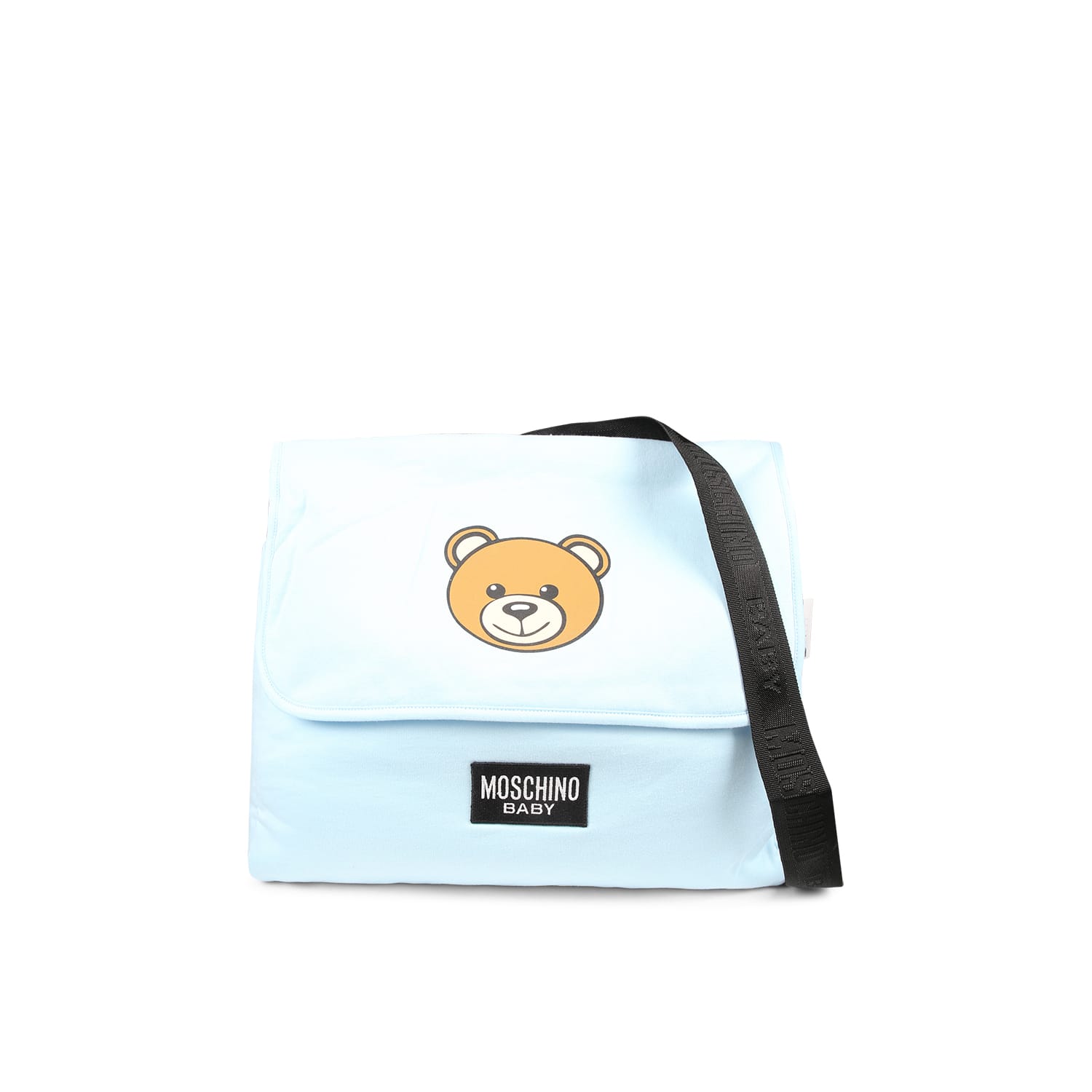 Moschino Light Blue Changing Bag For Baby Boy With Teddy Bear