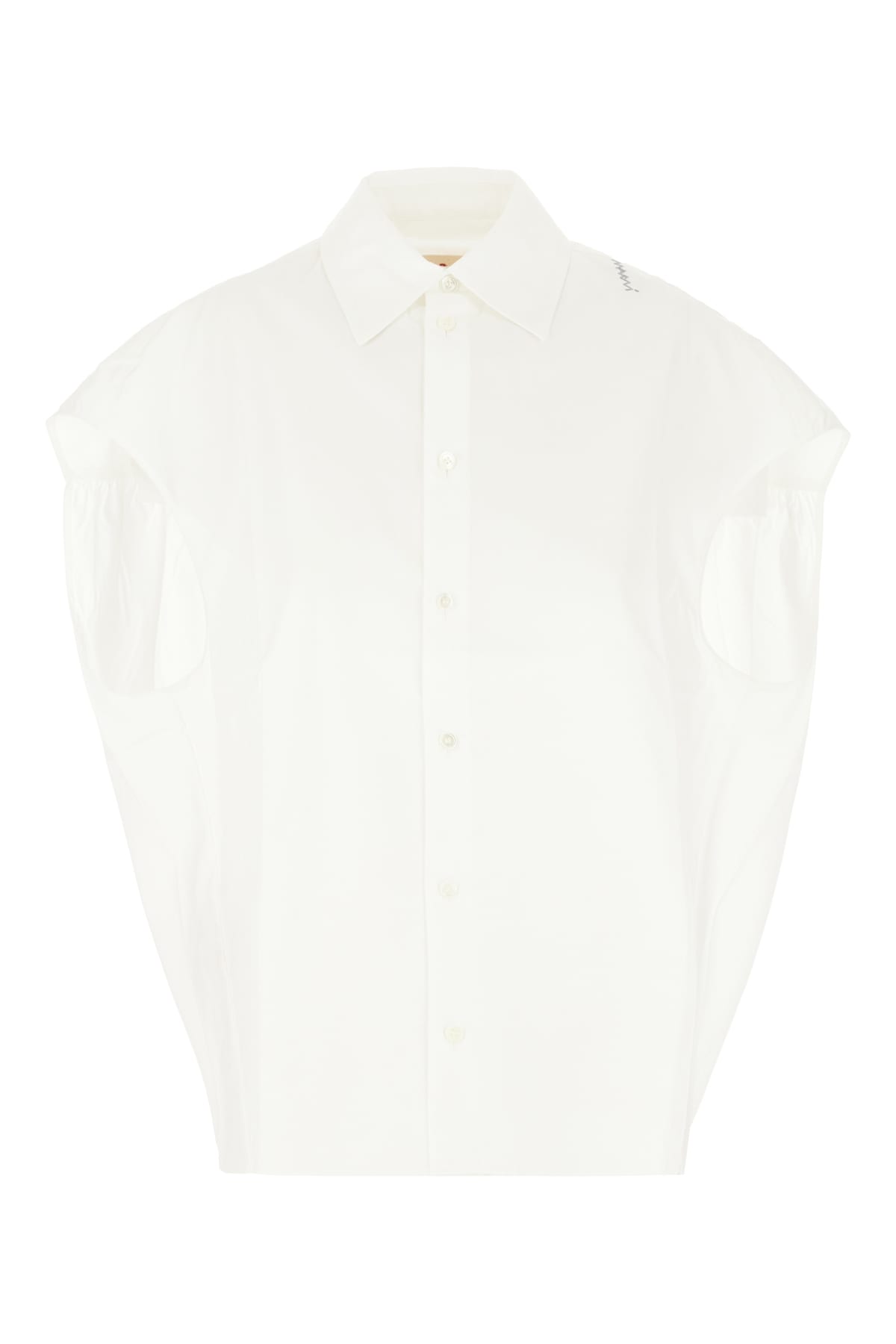 Marni White Poplin Oversize Sleeveless Shirt