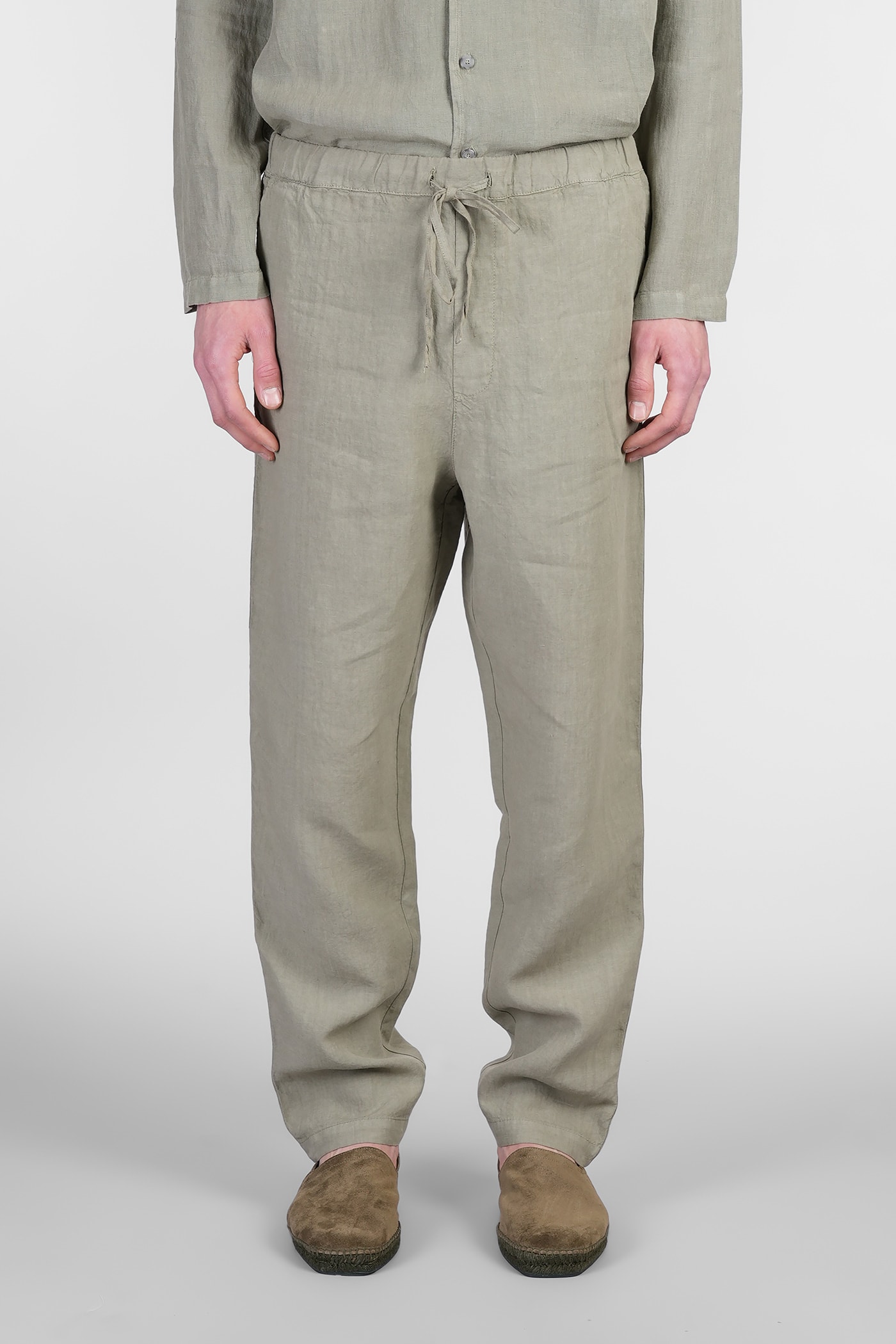 120% Lino Pants In Green Linen