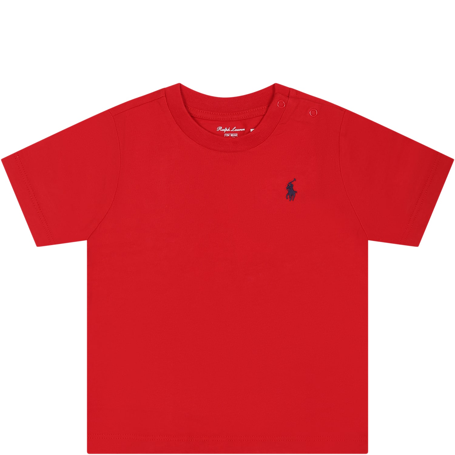 Ralph Lauren Red T-shirt For Baby Boy With Logo