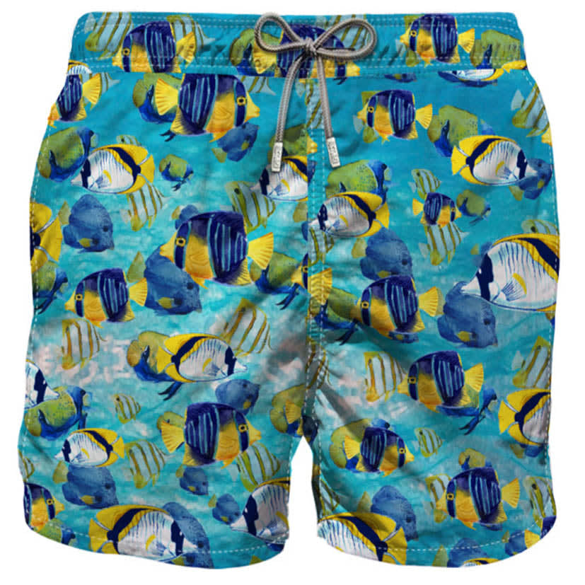 MC2 Saint Barth Light Fabric Man Swim Shorts Tropical Fish Print
