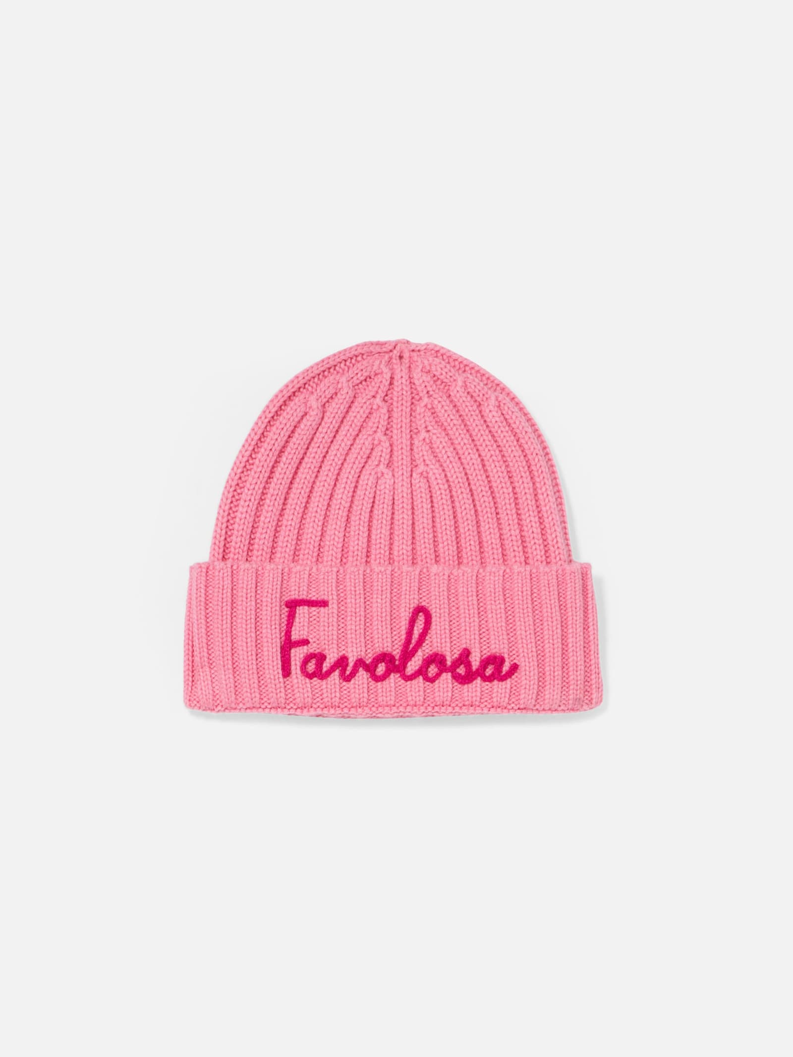 MC2 Saint Barth Girl Pink Beanie With Favolosa Embroidery