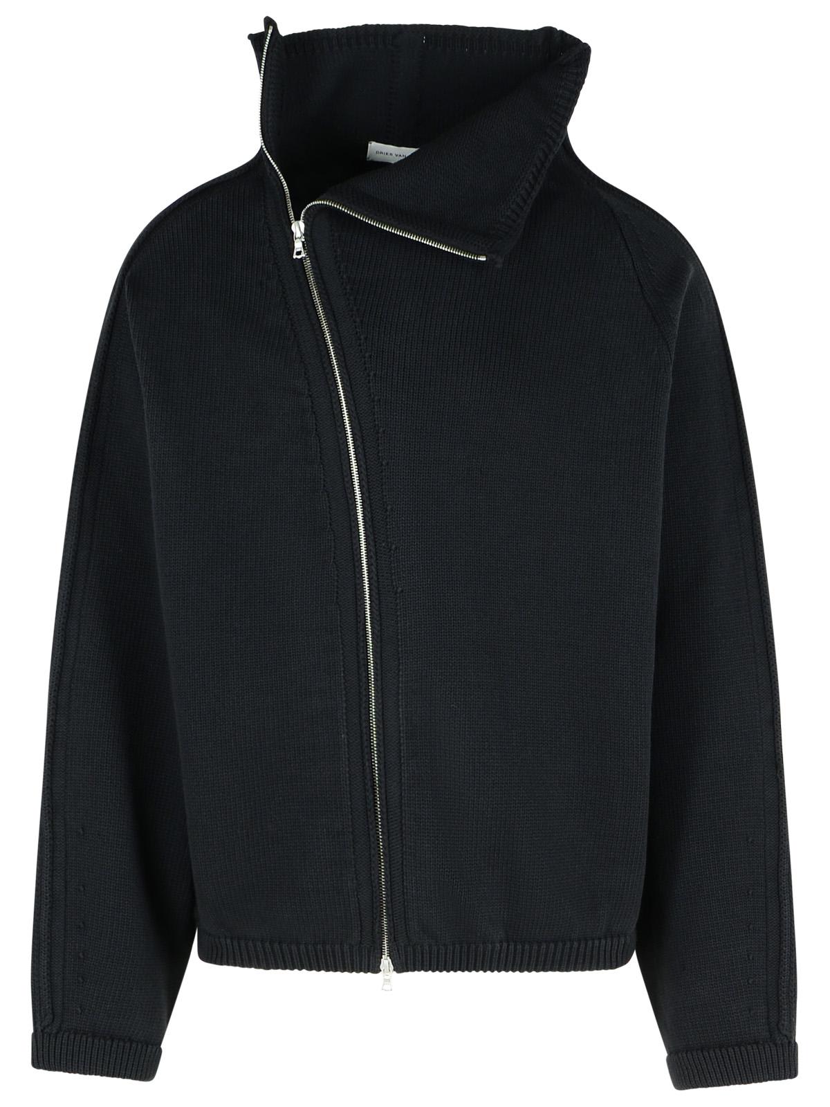 Dries Van Noten 都市风黑色棉混纺针织开衫