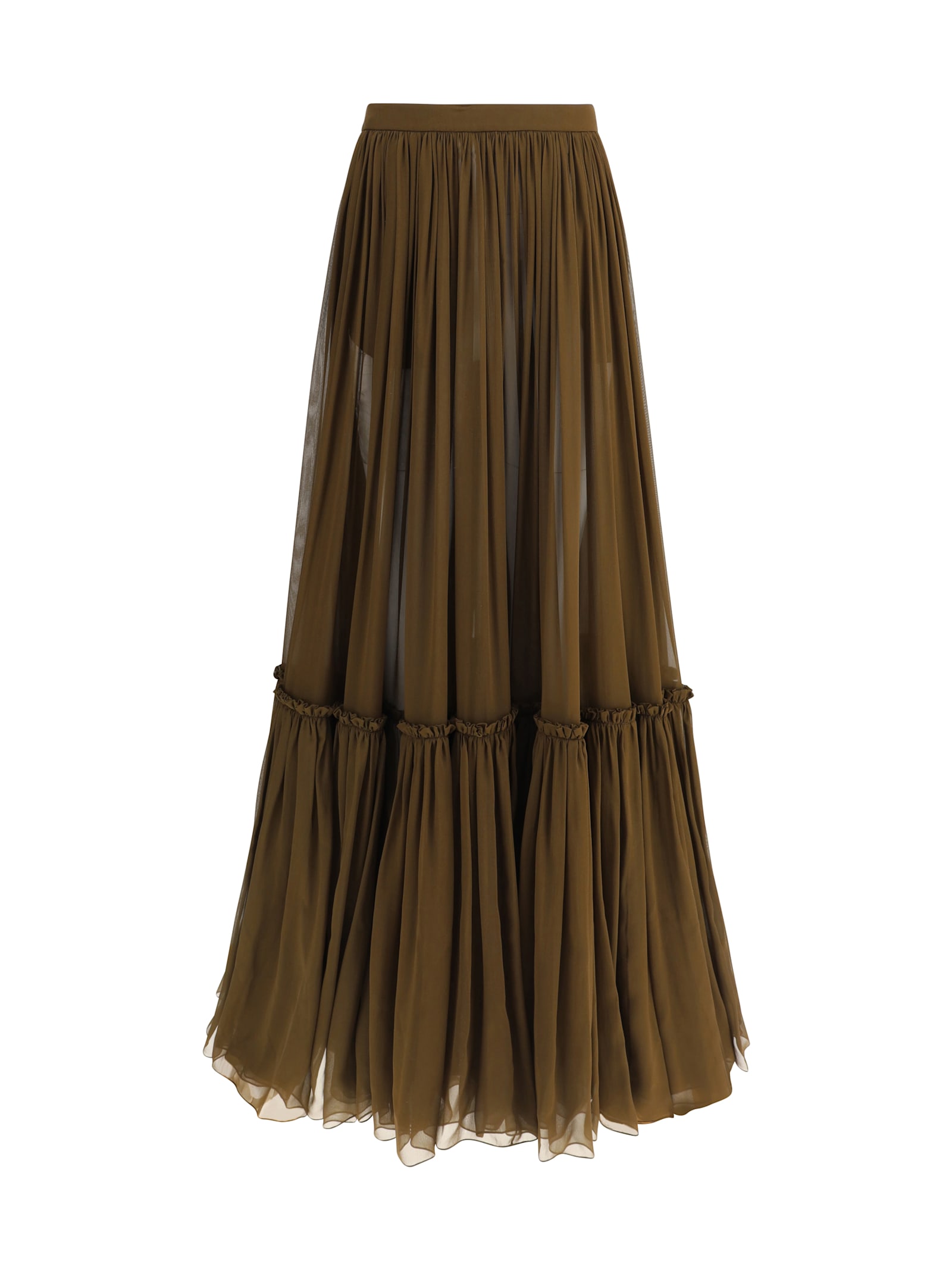 Saint Laurent Flounced Long Skirt