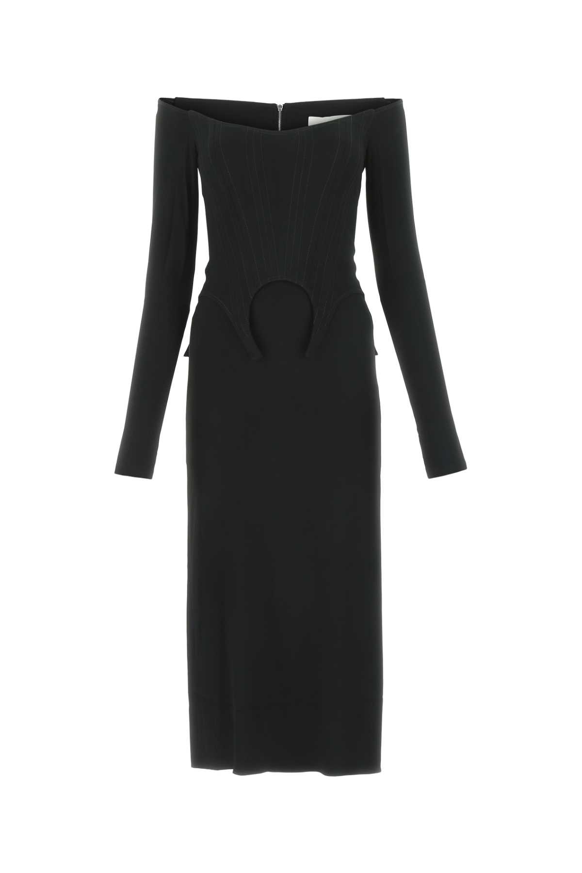 Dion Lee 黑色绉纱女士露肩连衣裙