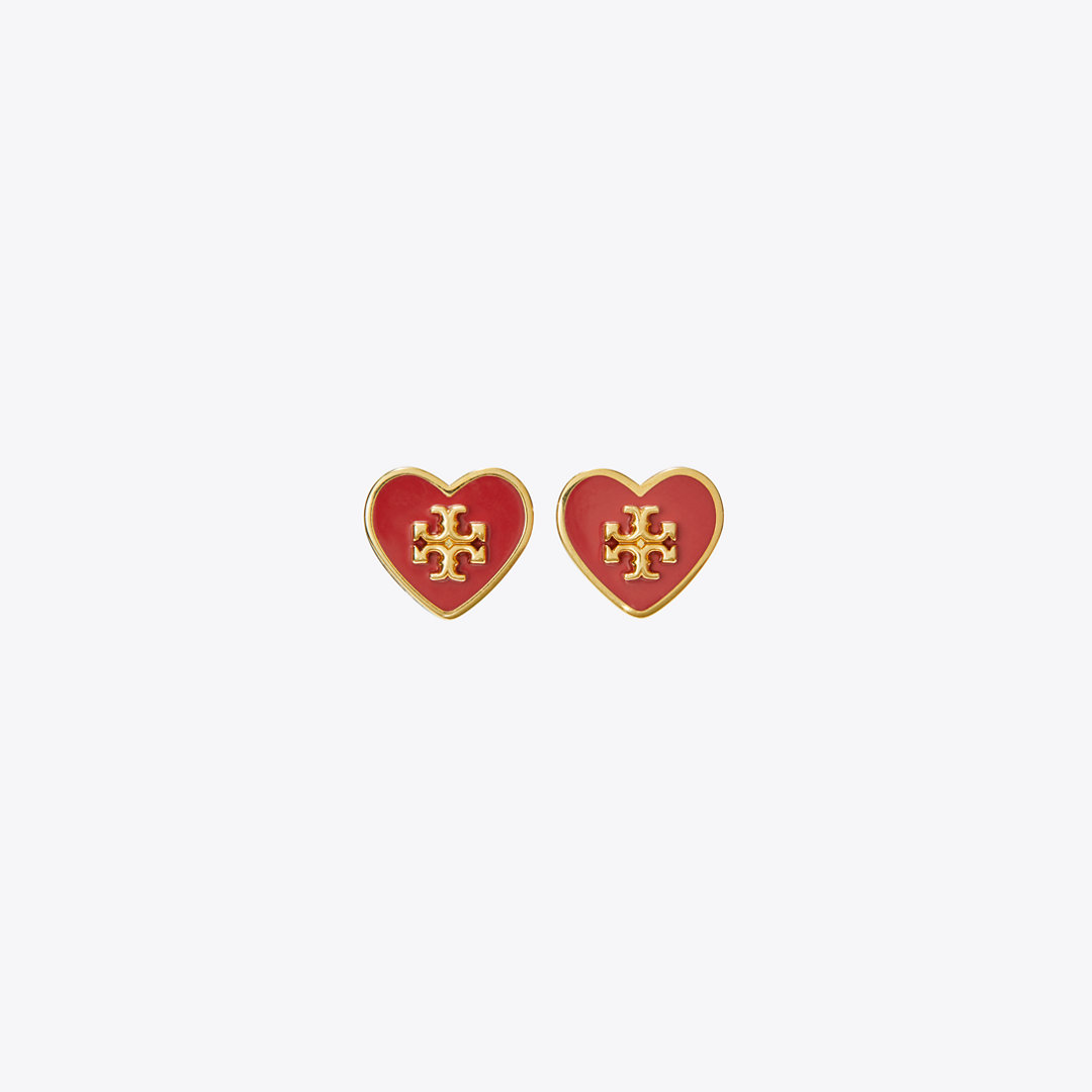 Tory Burch Kira Enamel Heart Stud Earring