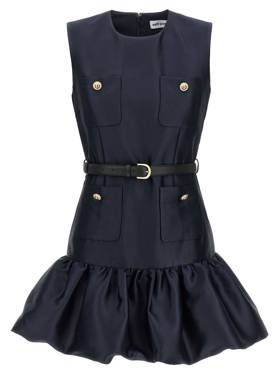 Self-Portrait 'Navy Taffeta Mini' Dress