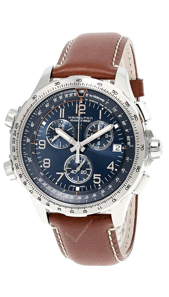 HAMILTON Khaki X-Wind 46MM CHRONO Blue Dial LTHR Men's Watch H77922541