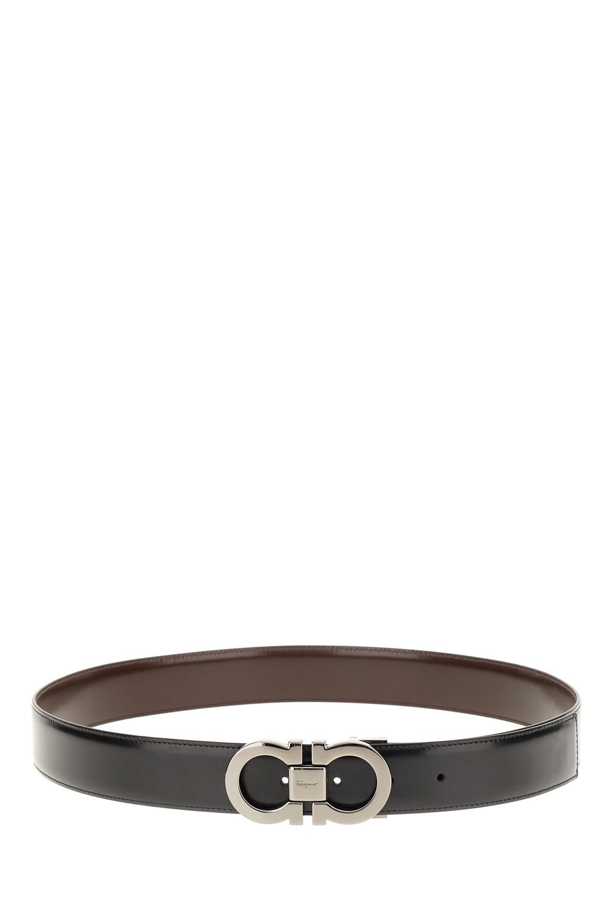 Ferragamo Black Leather Reversible Belt