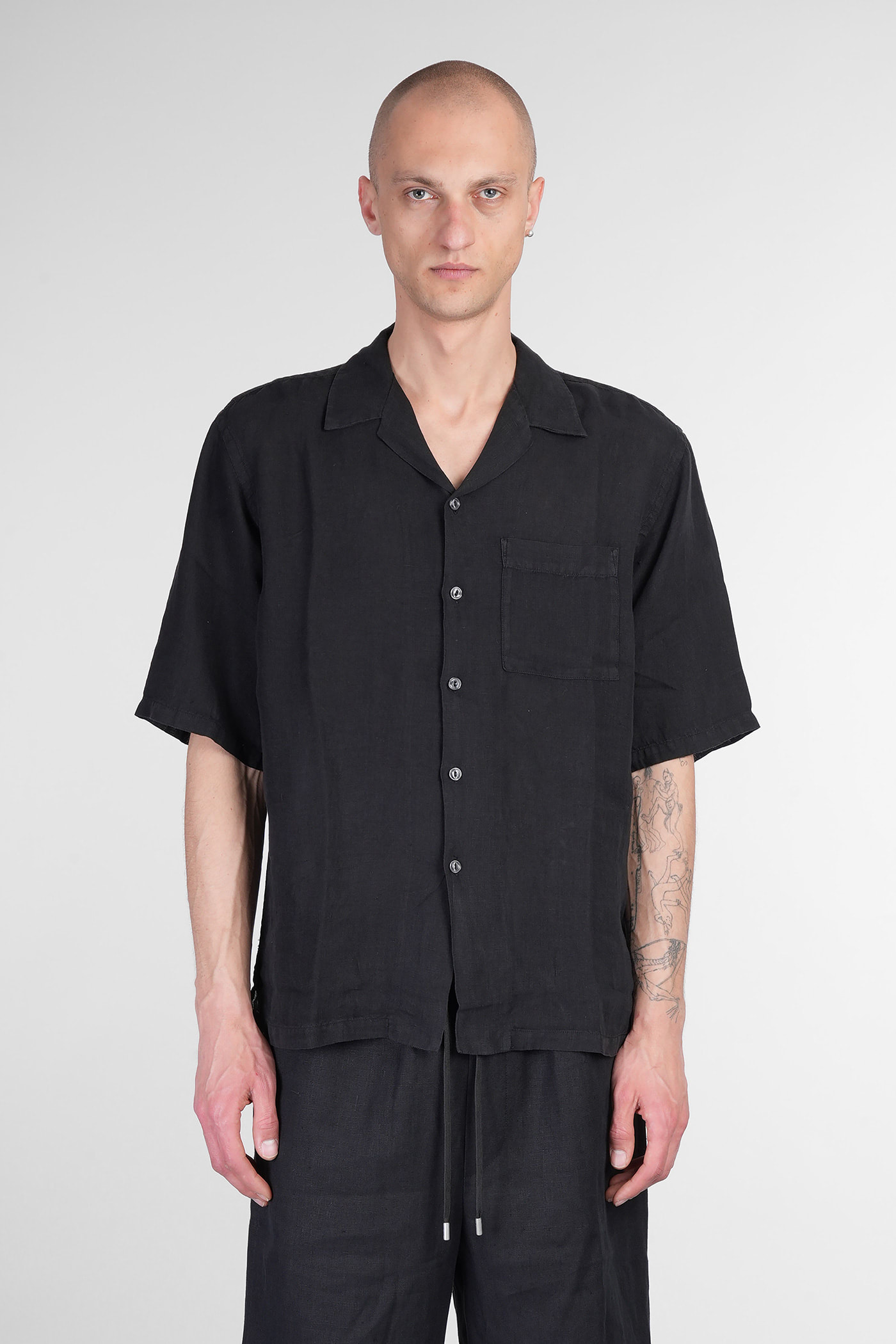 120% Lino Shirt In Black Linen