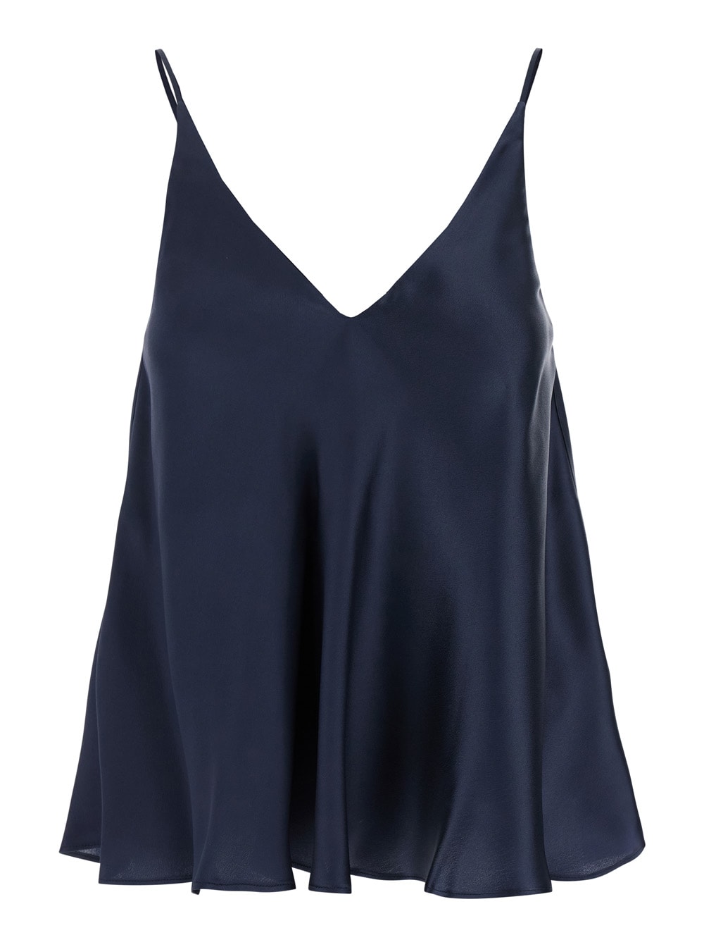 SEMICOUTURE etienne Blue Top With Thin Straps And V-neck In Silk Woman
