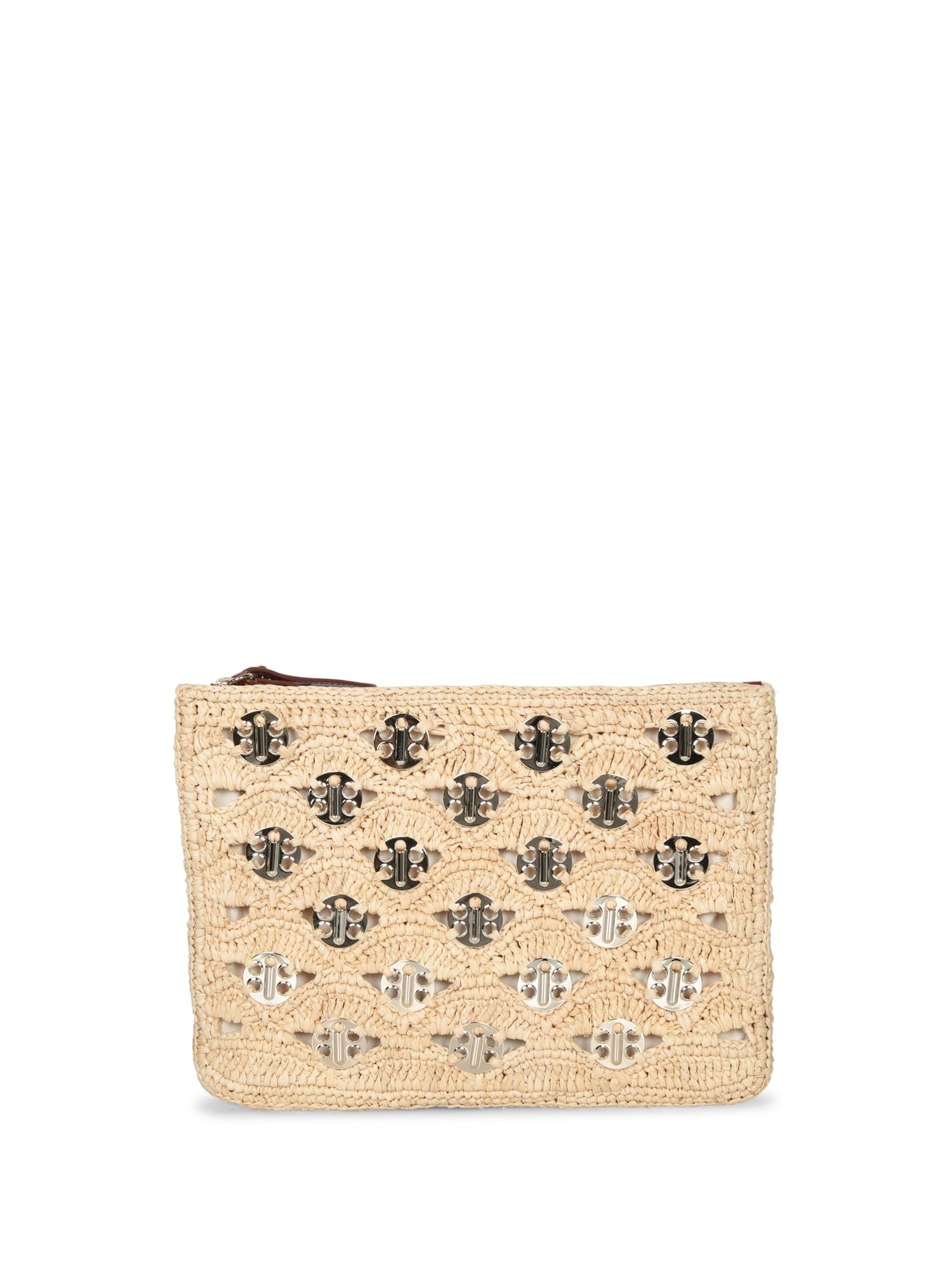 Paco Rabanne Gold Raffia Pouch Bag