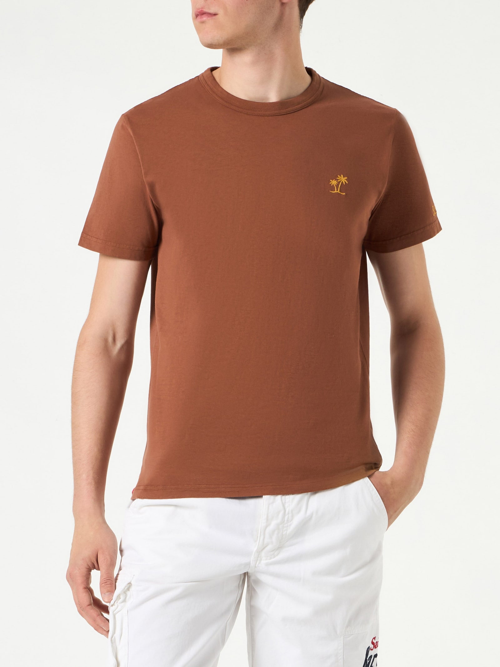 MC2 Saint Barth Man Brown Cotton T-shirt