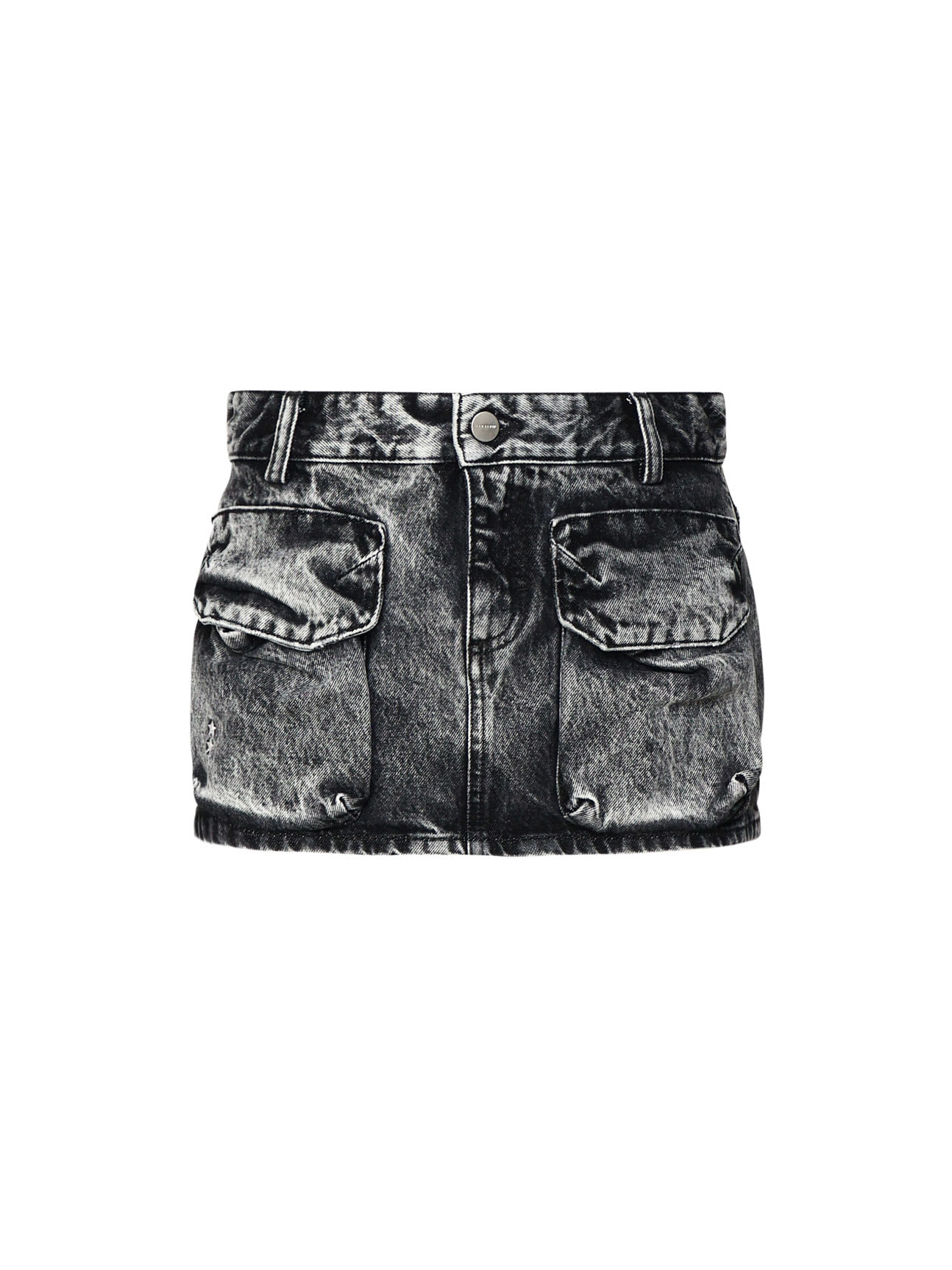 Icon Denim Aged-effect Miniskirt In Cotton Denim
