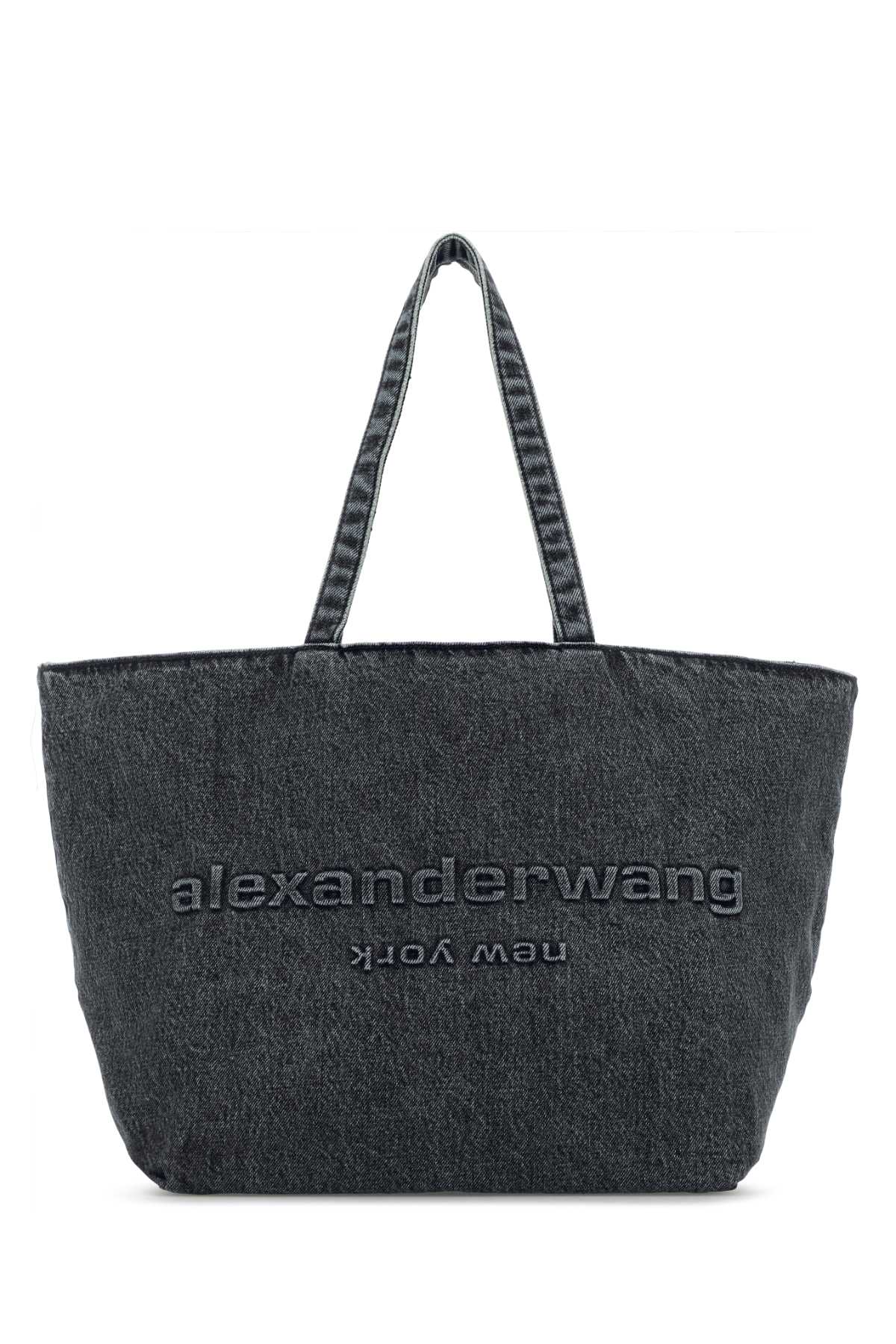 Alexander Wang Dark Grey Denim Punch Shopping Bag