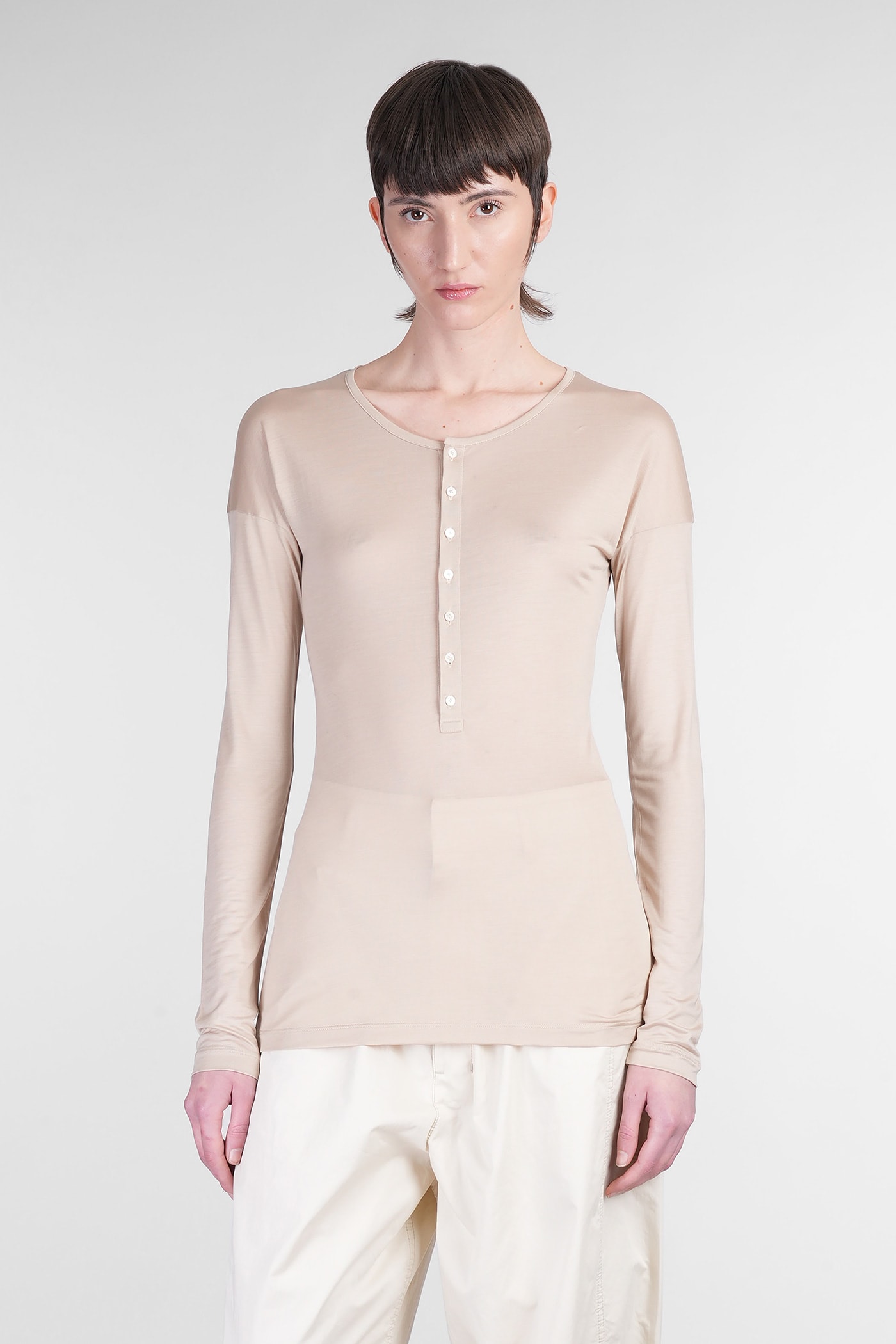 Lemaire T-shirt In Beige Silk