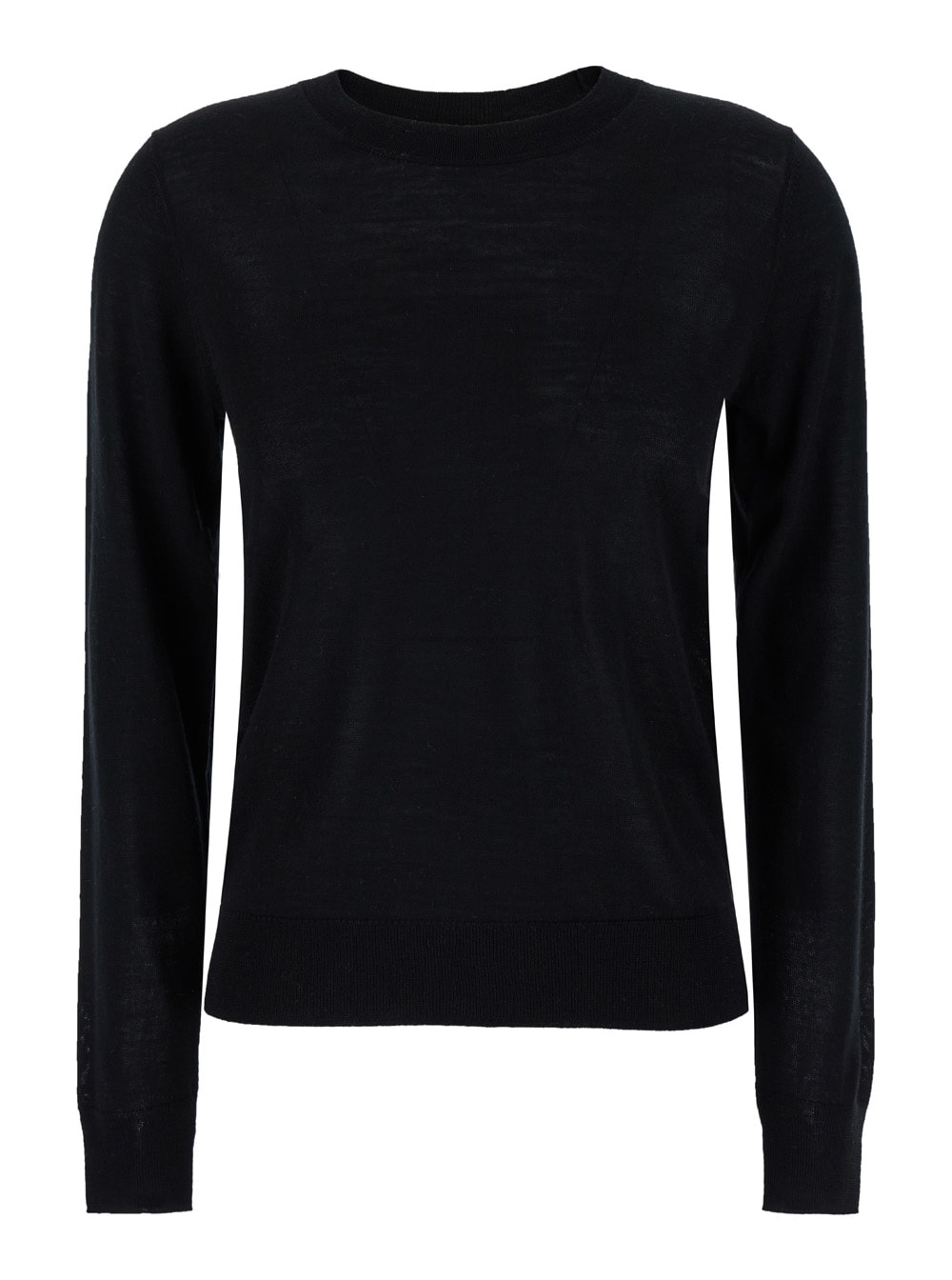 Parosh Black Crewneck Long Sleeve Sweater In Fabric Woman