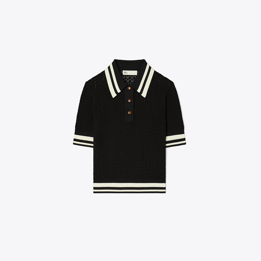 Tory Burch Cotton Pointelle Polo